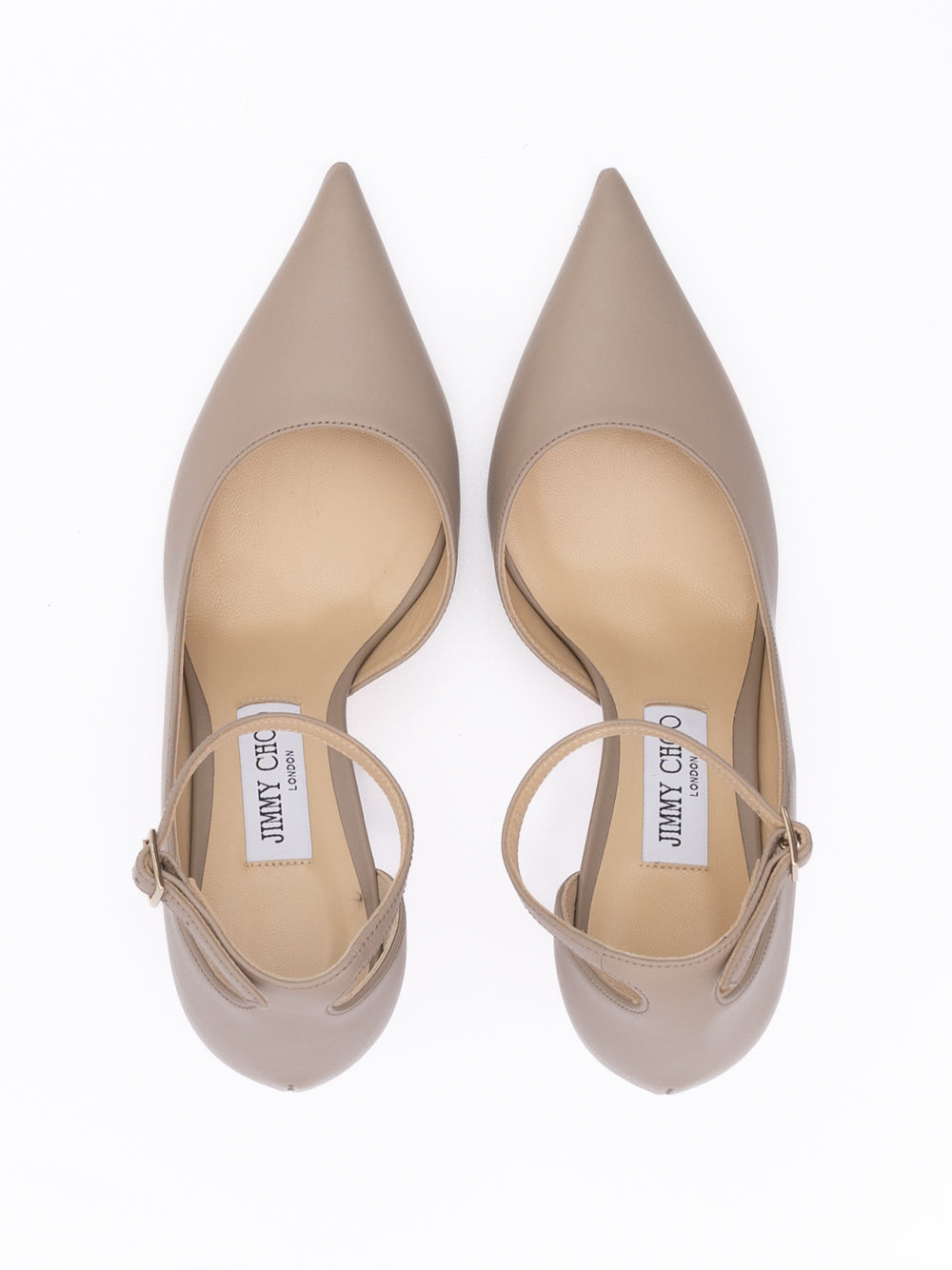 Jimmy Choo Taupe Grey Calf Leather Leona 85 Pumps Jimmy Choo