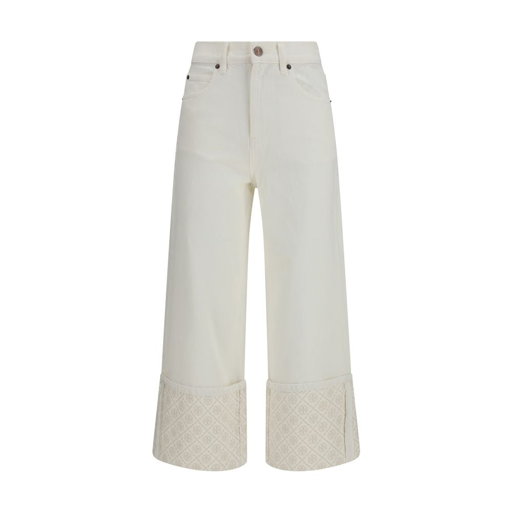 Tory Burch White Cotton Straight-Leg Jeans Tory Burch
