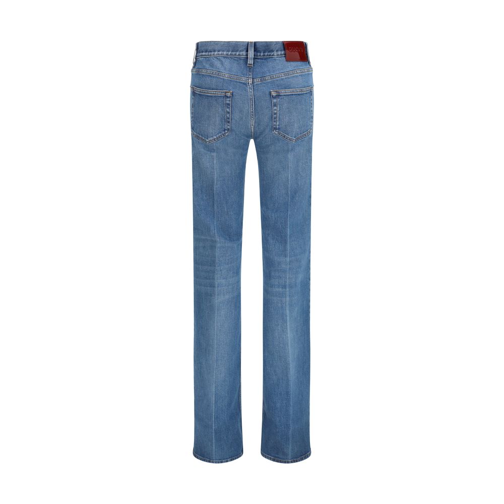 Gucci Blue Cotton Flared Jeans Gucci