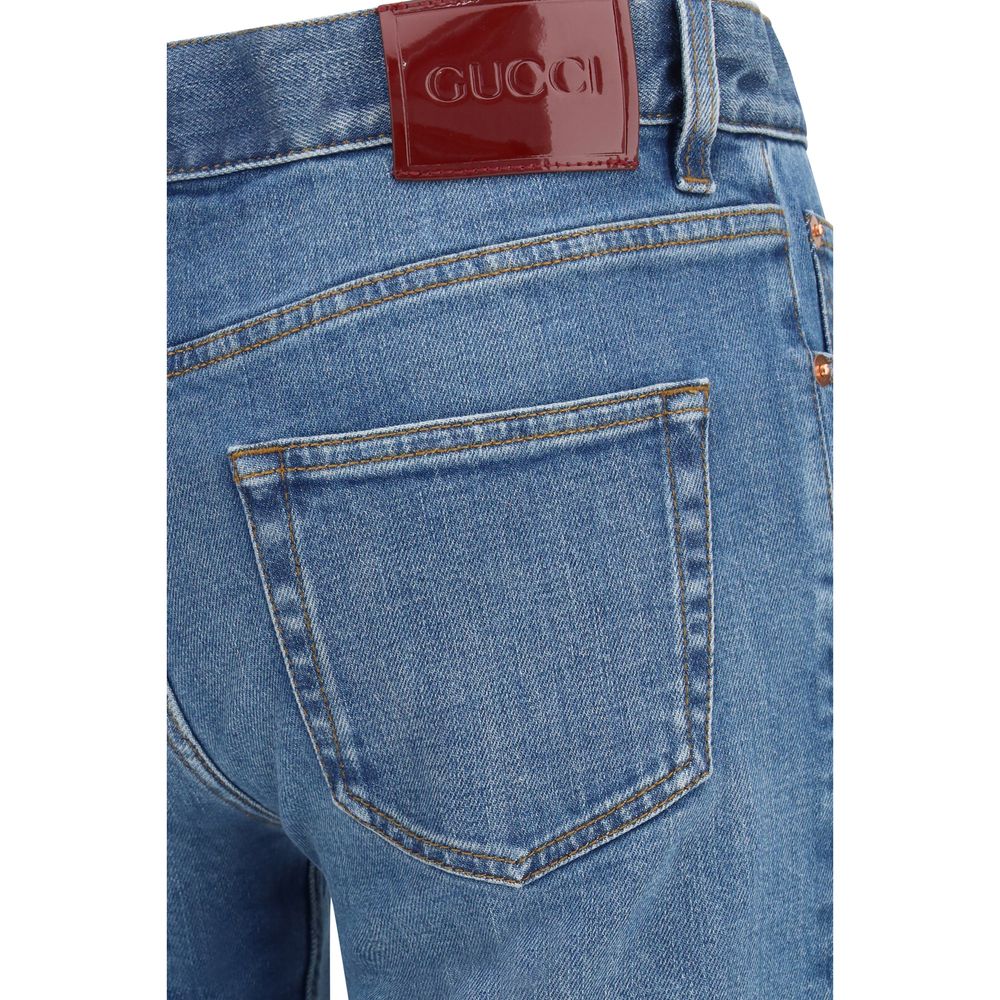 Gucci Blue Cotton Flared Jeans Gucci