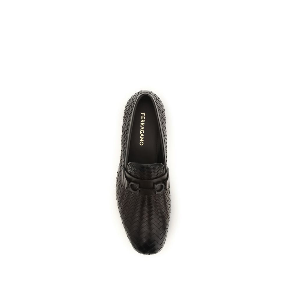 Ferragamo Brown Calf Leather Bos Taurus Slip-On Loafers Ferragamo