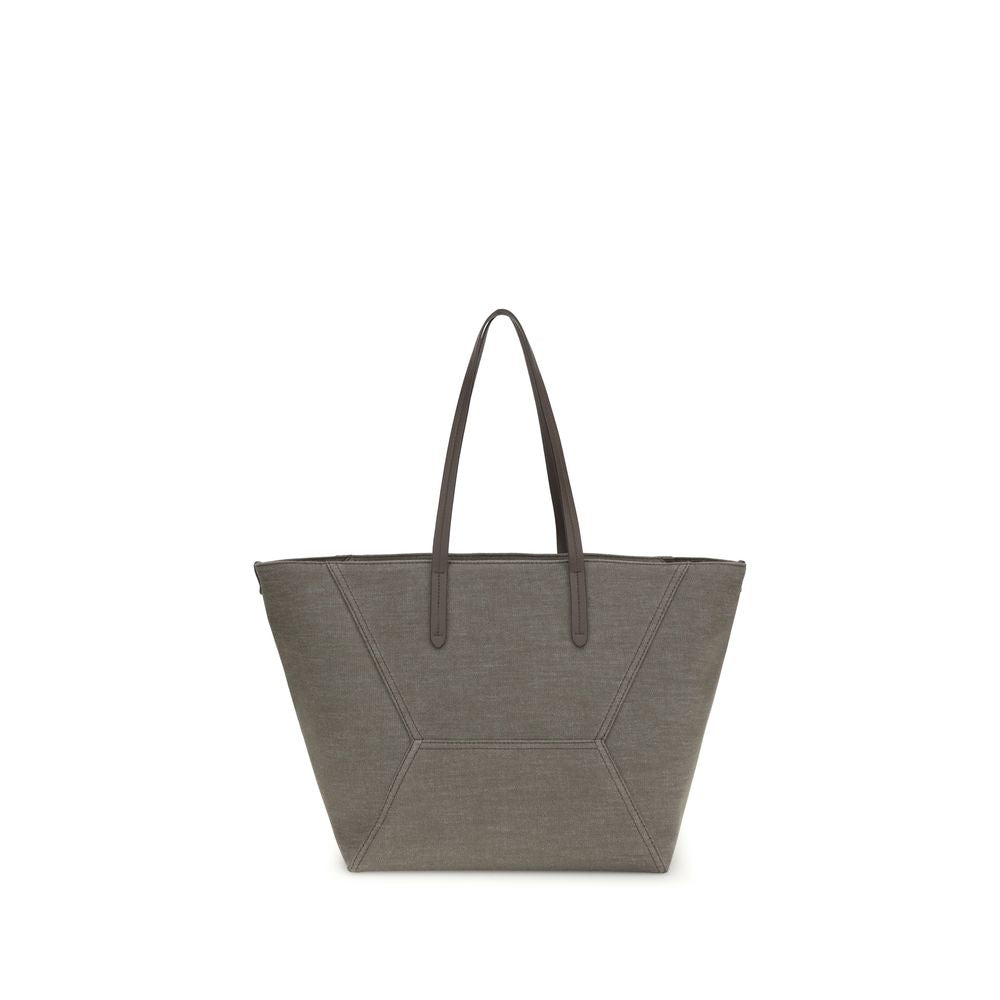 Brunello Cucinelli Brown Cotton Shoulder Bag Brunello Cucinelli