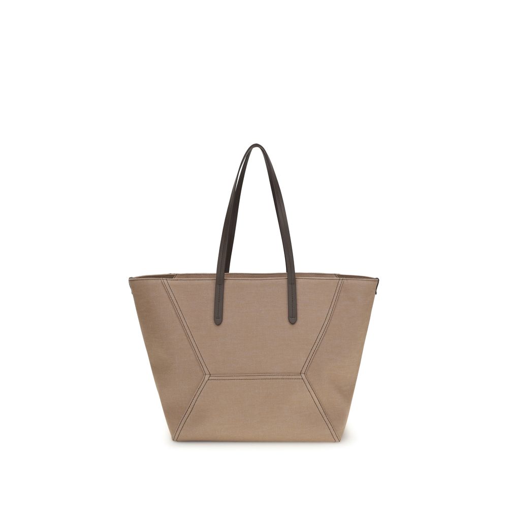 Brunello Cucinelli Beige Cotton Shoulder Bag Brunello Cucinelli