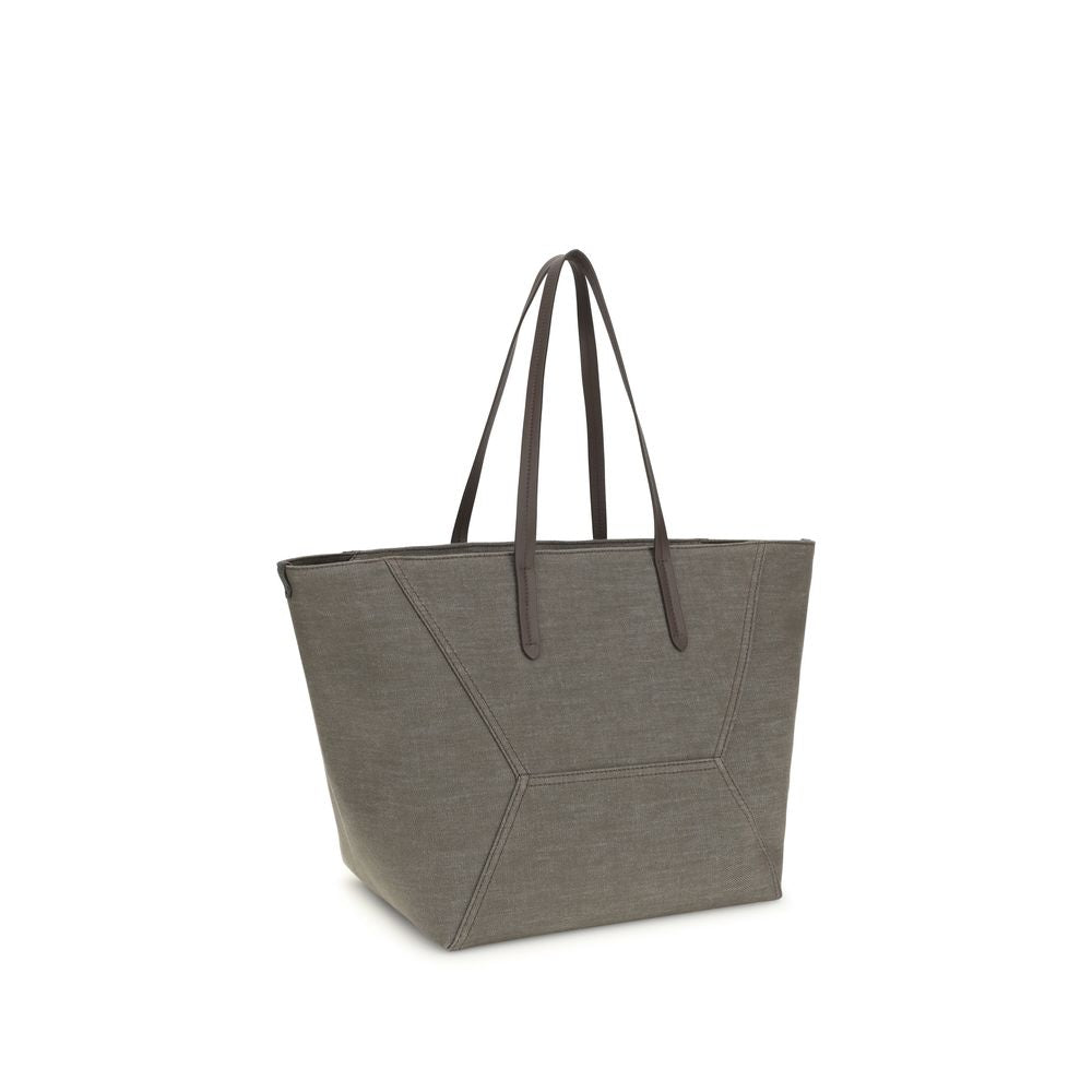 Brunello Cucinelli Brown Cotton Shoulder Bag Brunello Cucinelli
