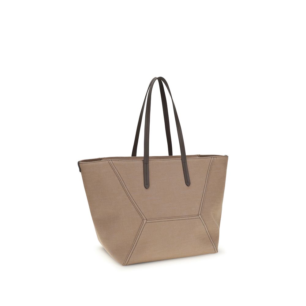 Brunello Cucinelli Beige Cotton Shoulder Bag Brunello Cucinelli