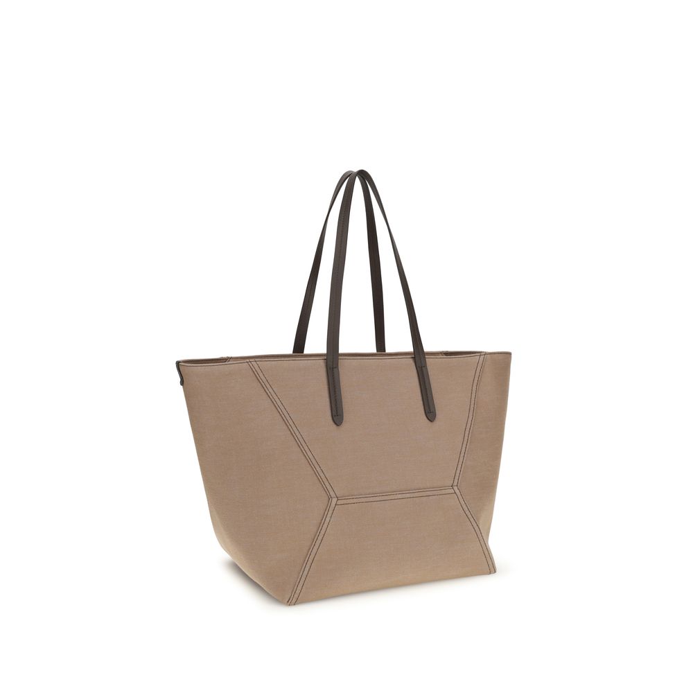 Brunello Cucinelli Beige Cotton Shoulder Bag Brunello Cucinelli