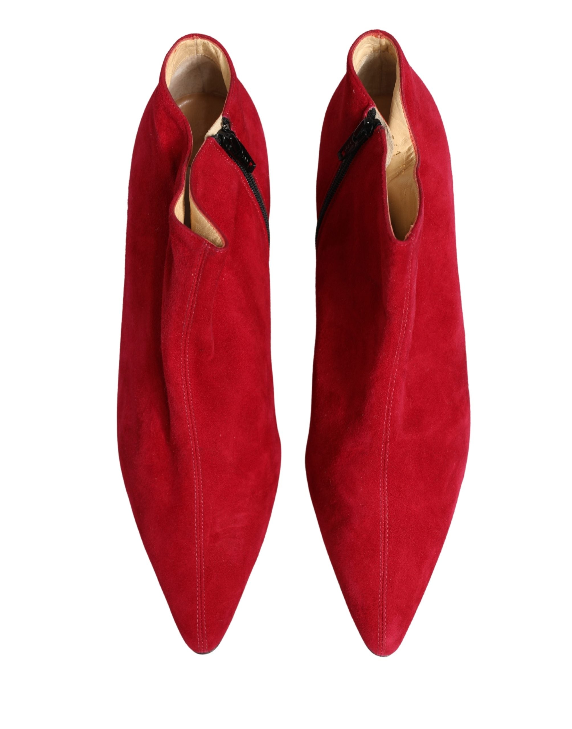Dolce & Gabbana Red Suede Ankle Boots Shoes Dolce & Gabbana