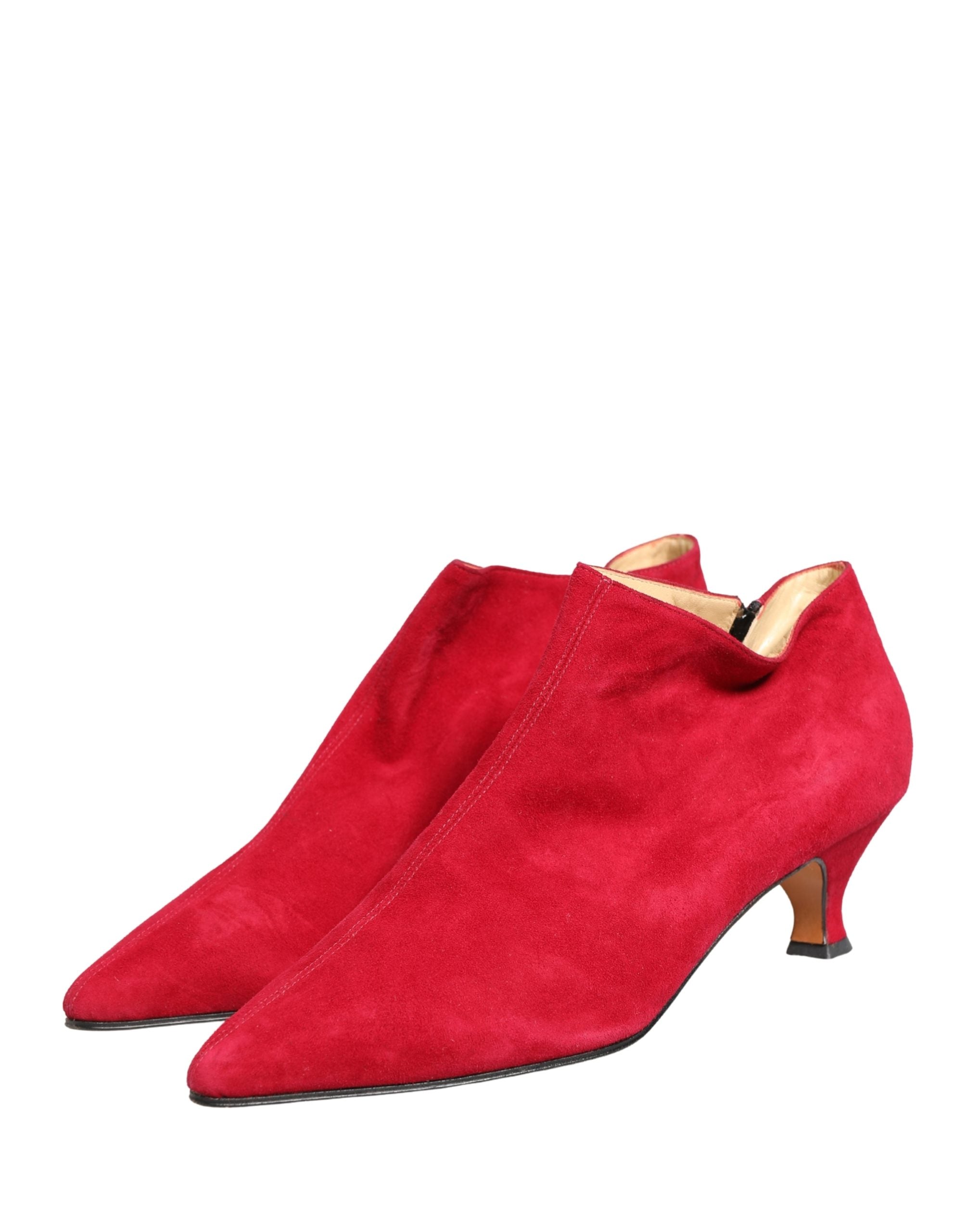 Dolce & Gabbana Red Suede Ankle Boots Shoes Dolce & Gabbana