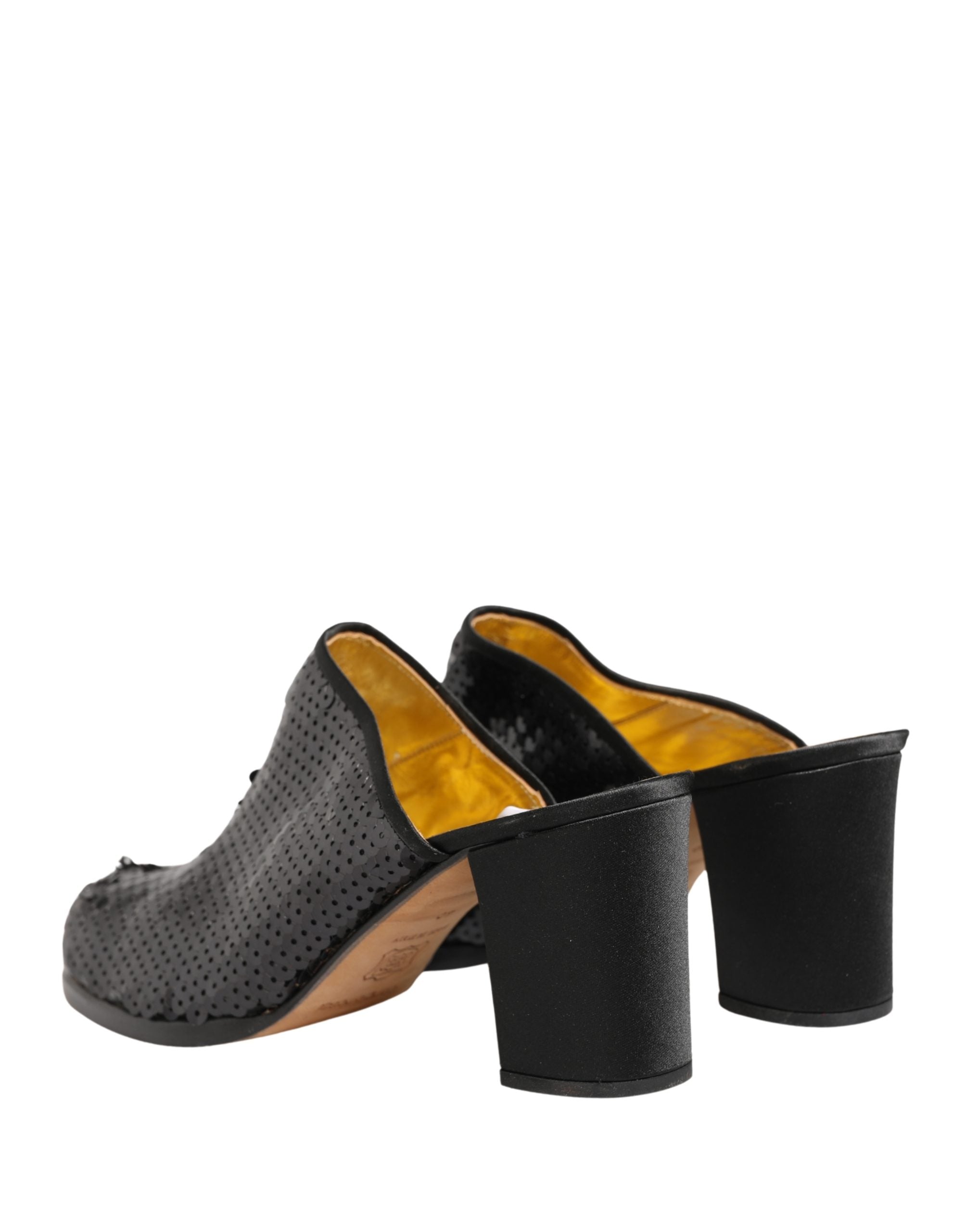Dolce & Gabbana Black Sequined Mules Shoes Dolce & Gabbana
