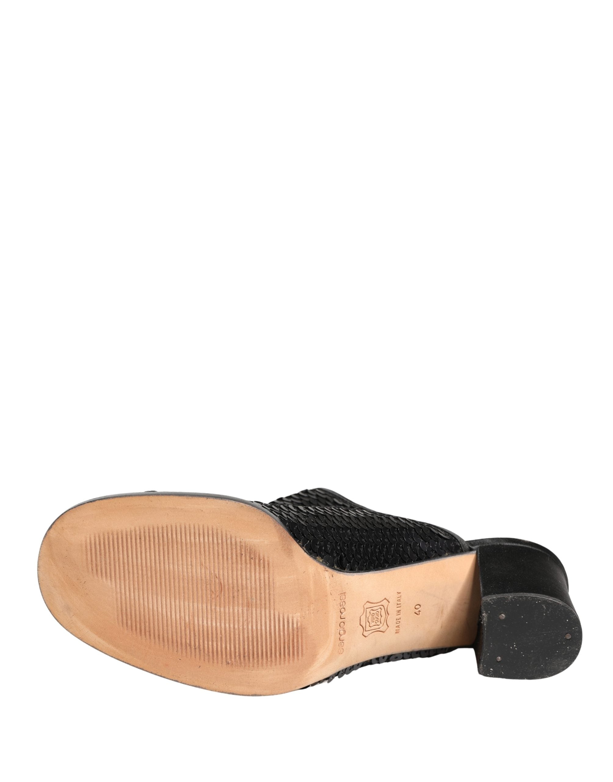 Dolce & Gabbana Black Sequined Mules Shoes Dolce & Gabbana