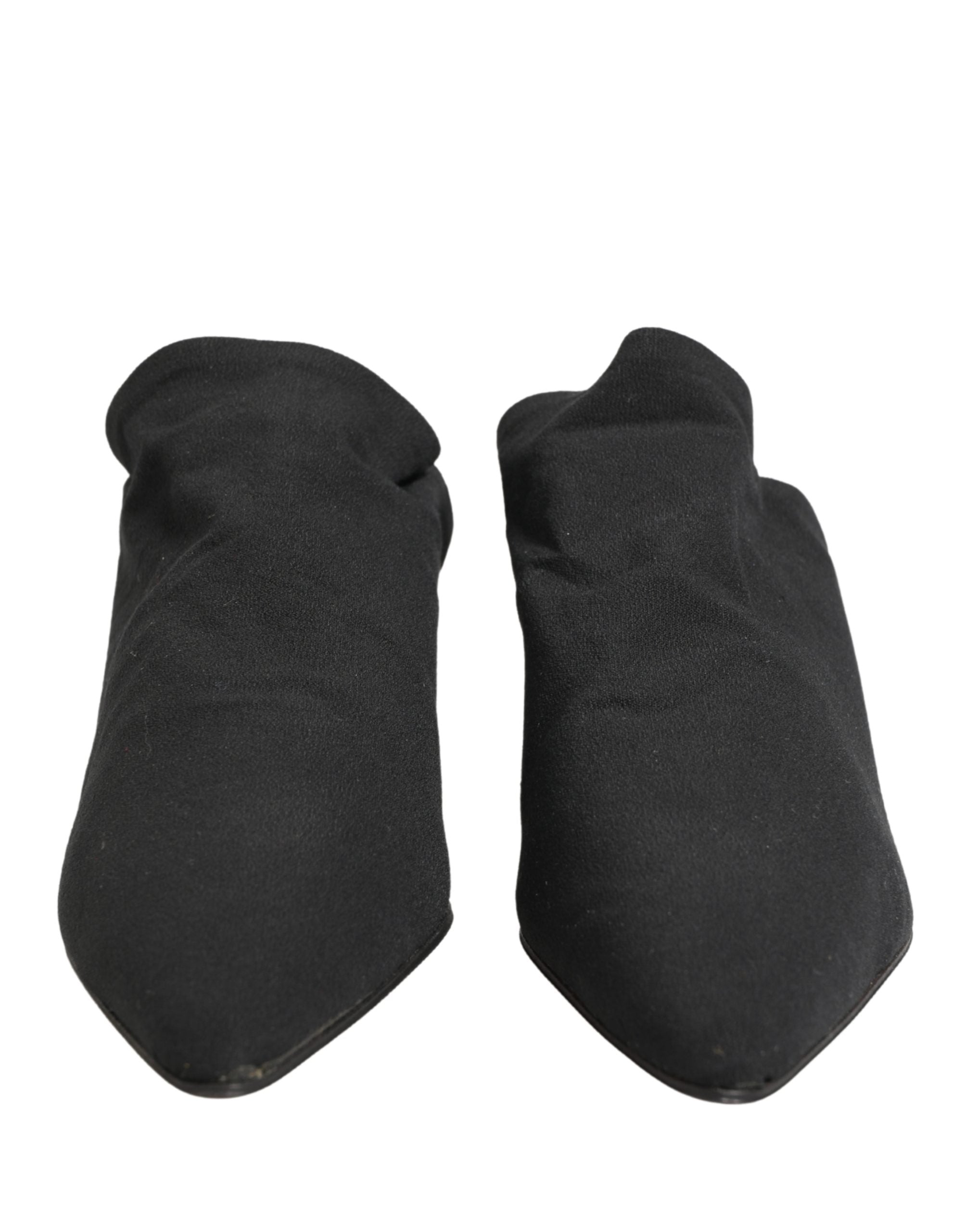 Dolce & Gabbana Black Suede Heel Mule Shoes Dolce & Gabbana