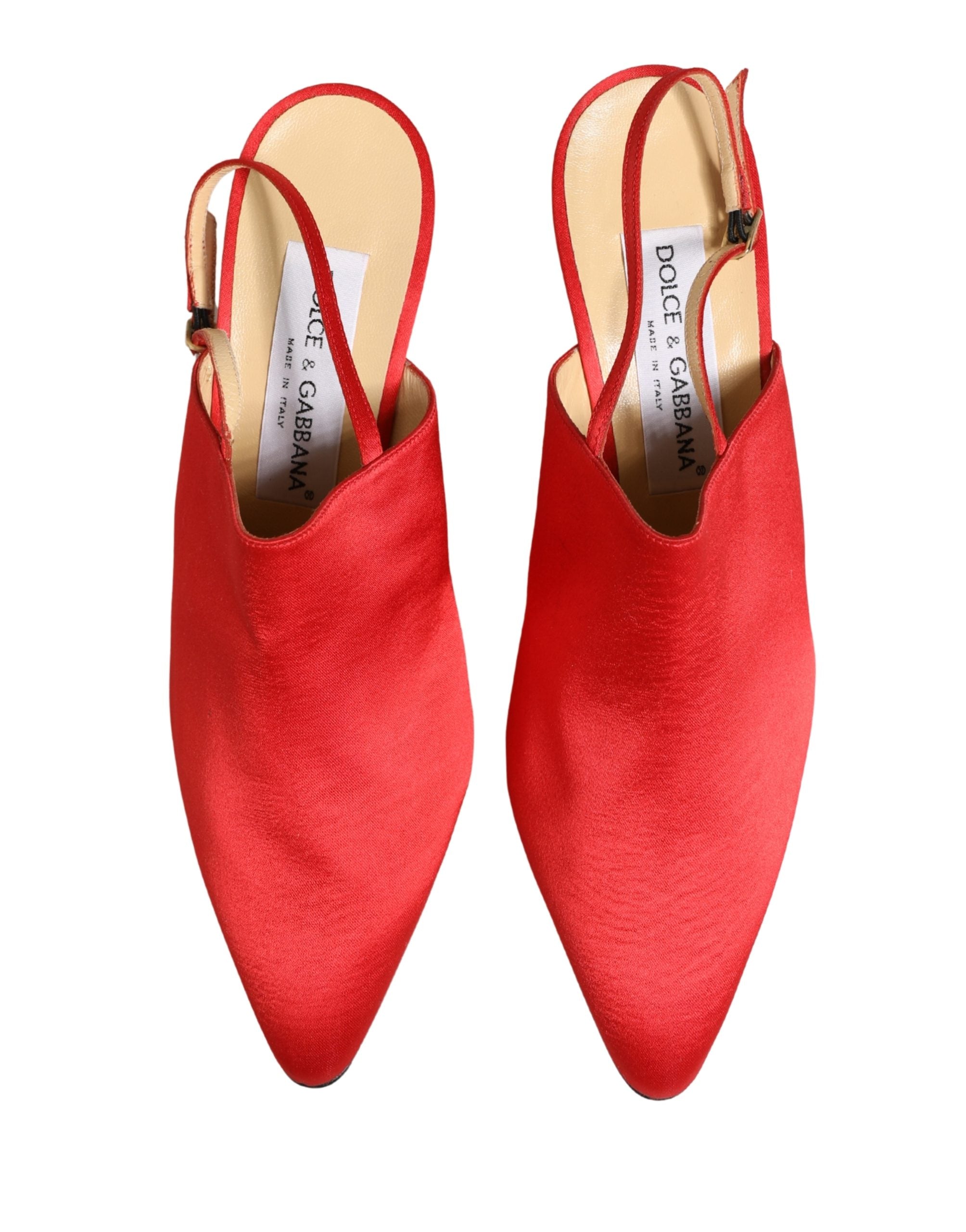 Dolce & Gabbana Red Suede Heel Slingback Shoes Dolce & Gabbana
