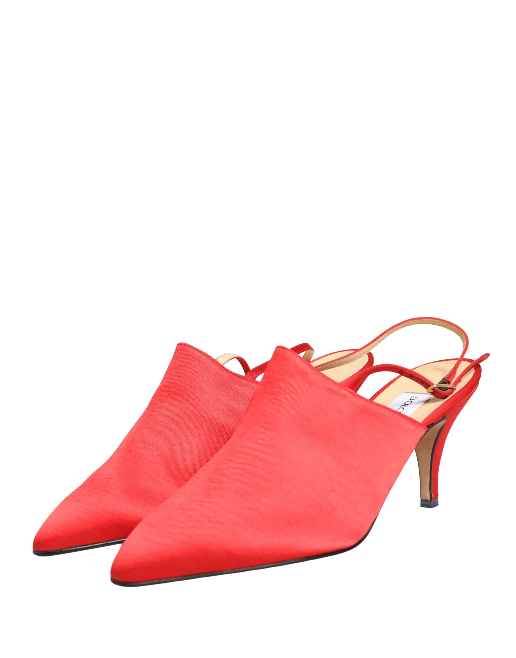 Dolce & Gabbana Red Suede Heel Slingback Shoes Dolce & Gabbana