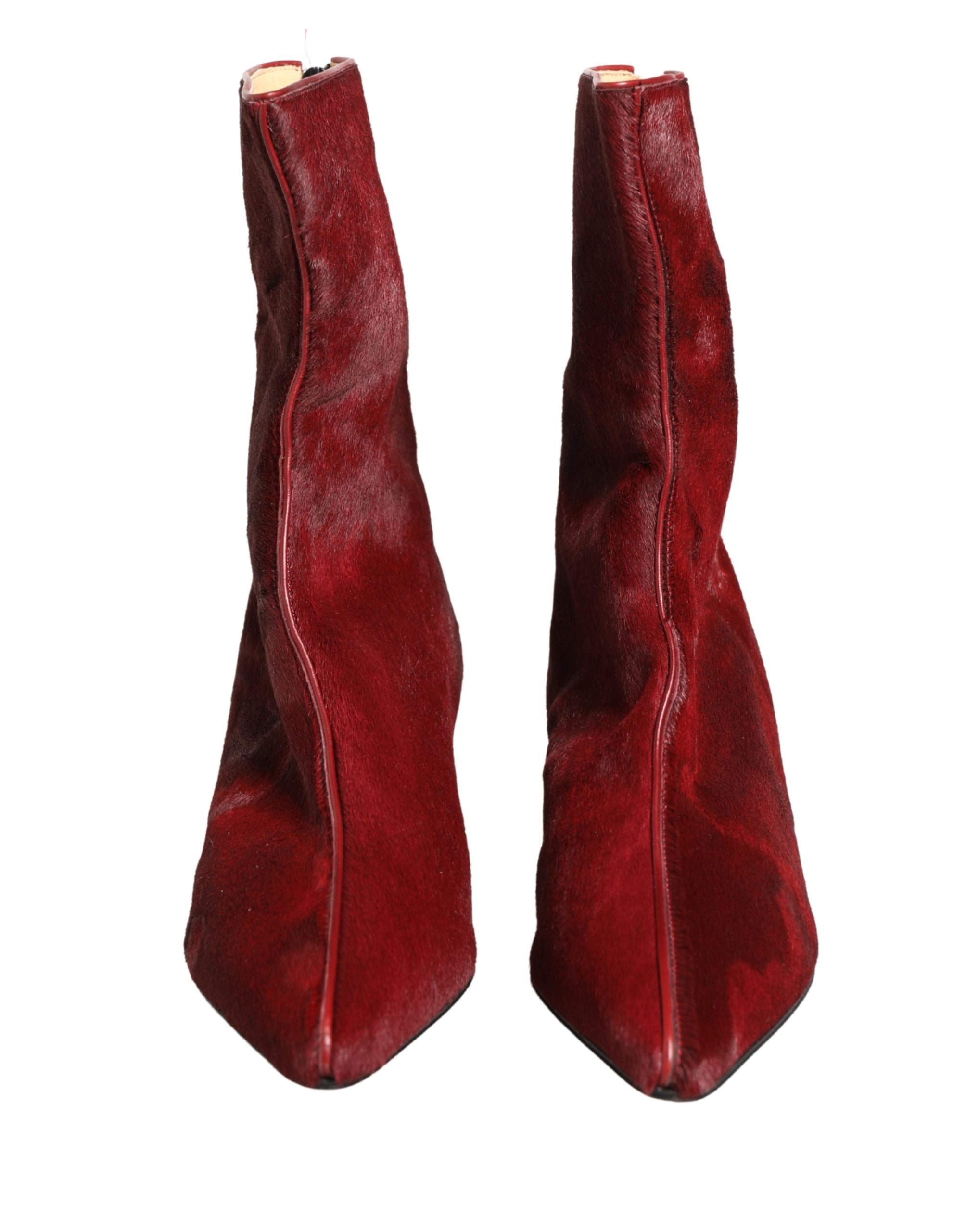 Dolce & Gabbana Burgundy Mid Calf Boots Shoes Dolce & Gabbana