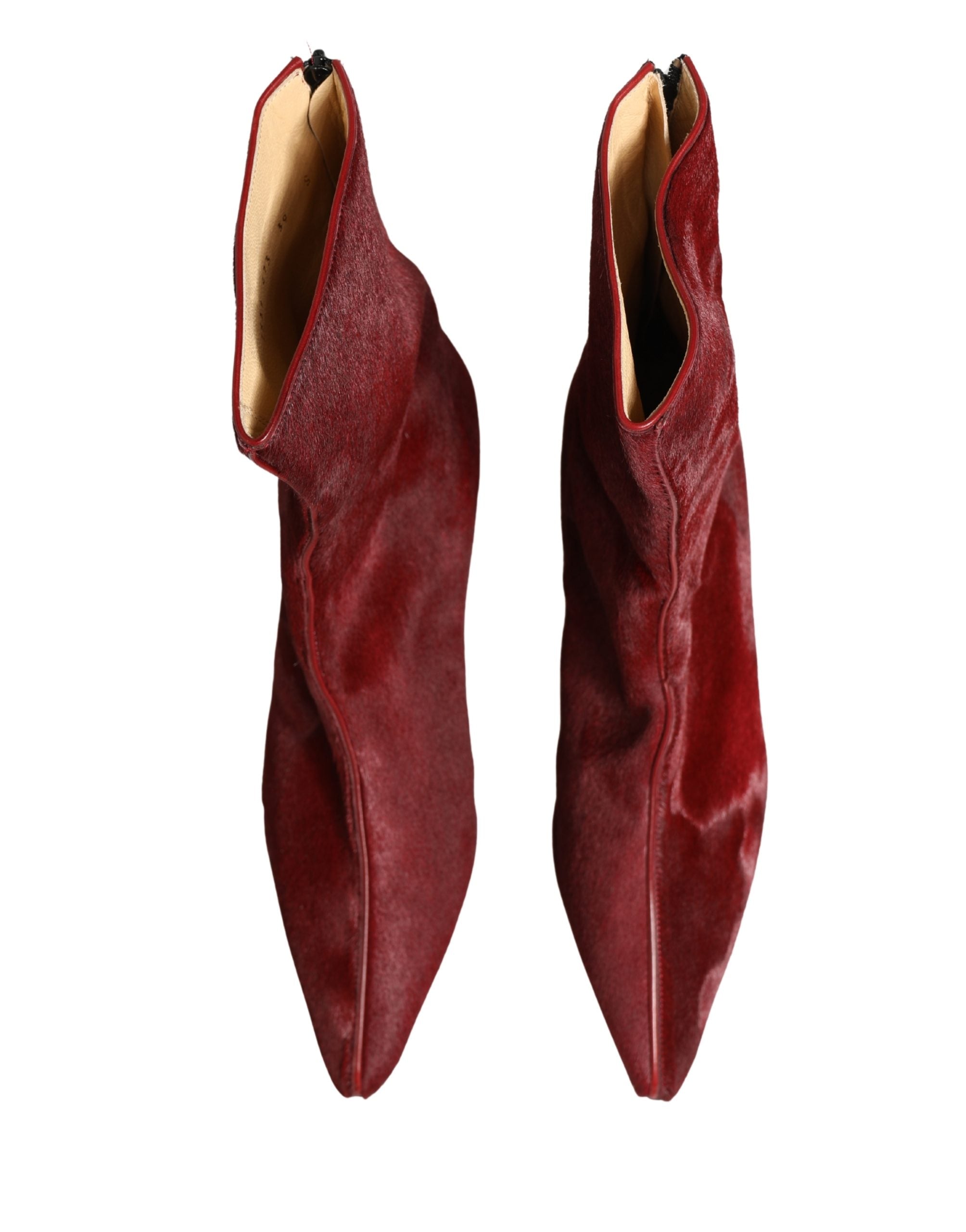 Dolce & Gabbana Burgundy Mid Calf Boots Shoes Dolce & Gabbana
