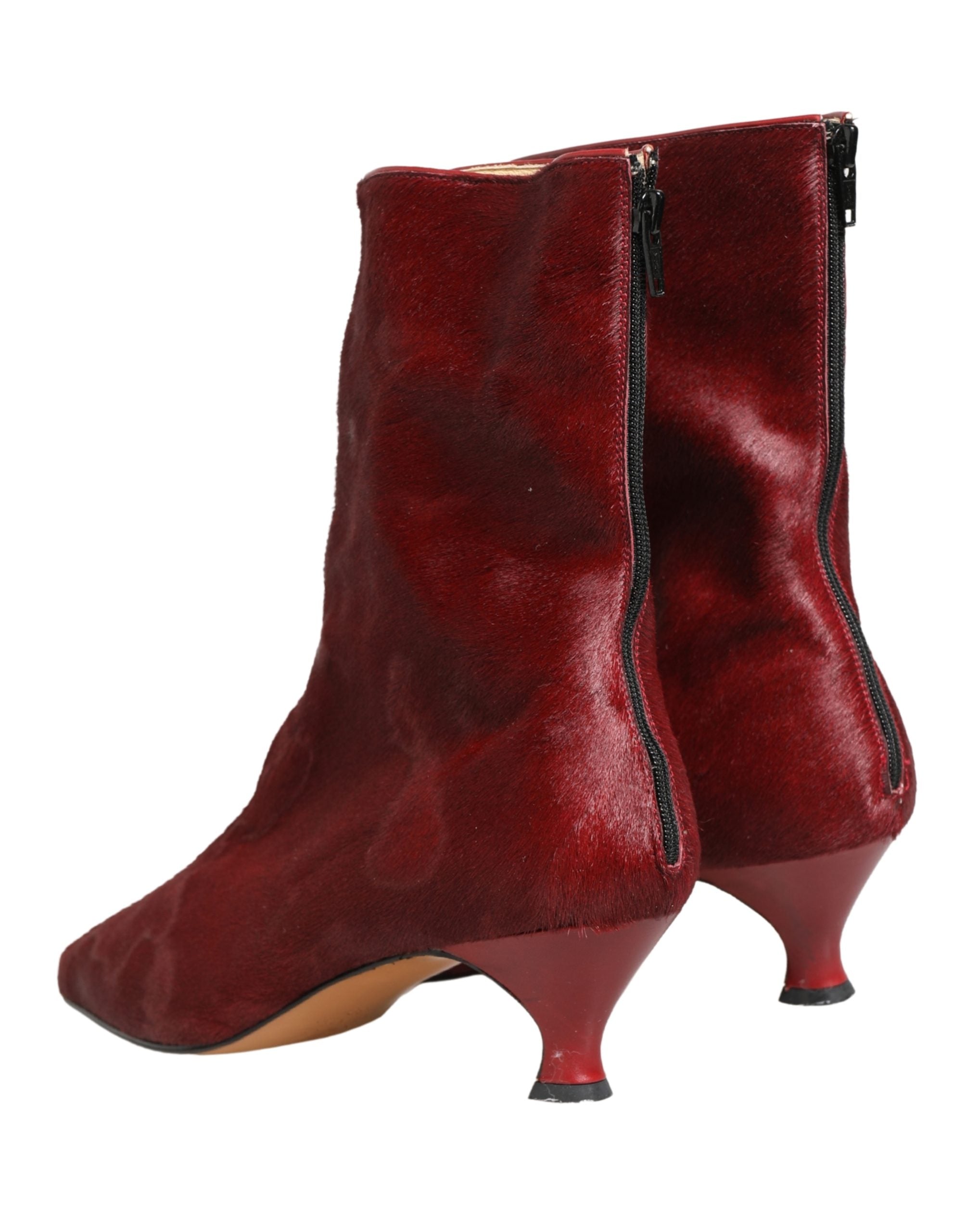 Dolce & Gabbana Burgundy Mid Calf Boots Shoes Dolce & Gabbana