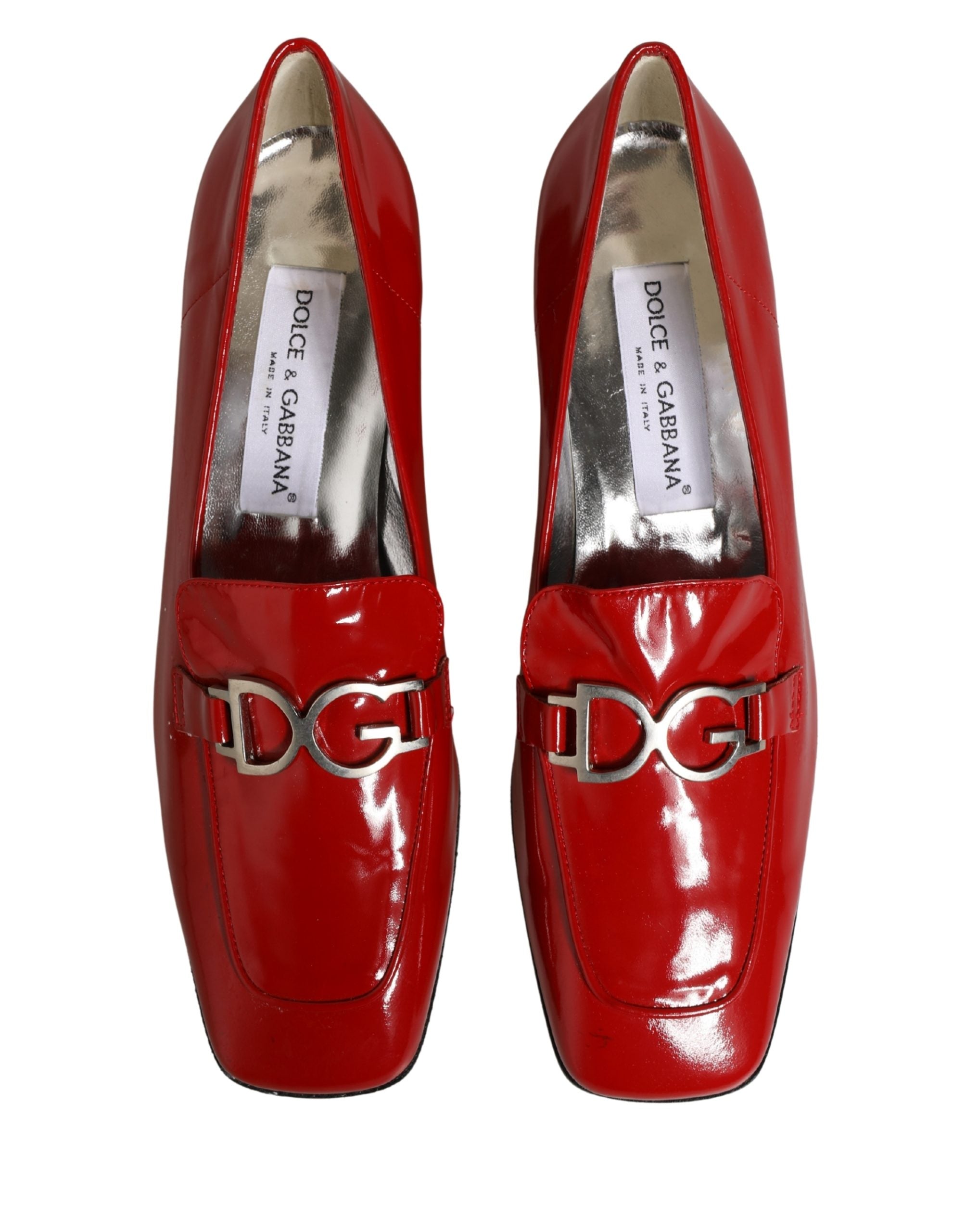 Dolce & Gabbana Red Patent Leather Moccasin Slip On Shoes Dolce & Gabbana