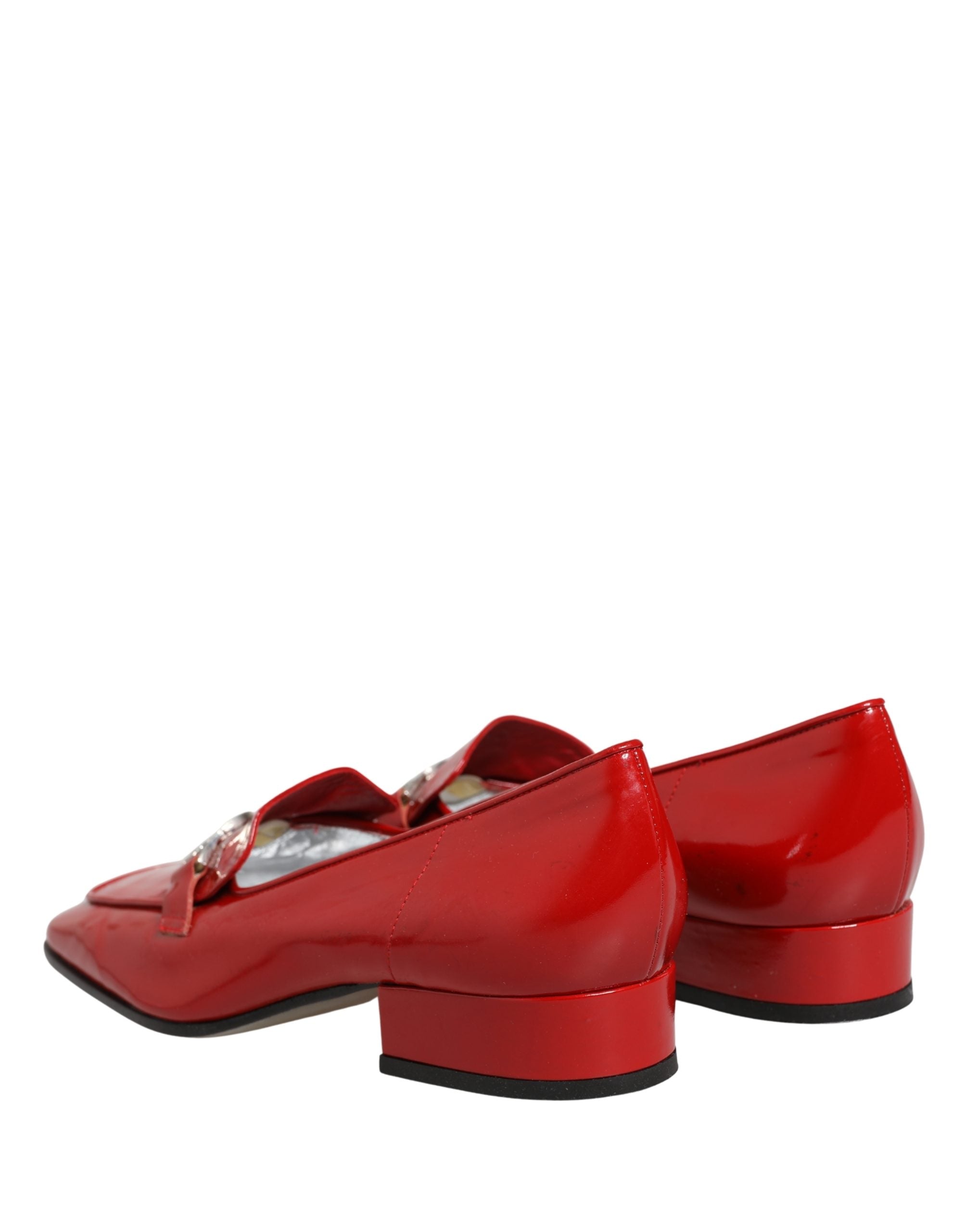 Dolce & Gabbana Red Patent Leather Moccasin Slip On Shoes Dolce & Gabbana