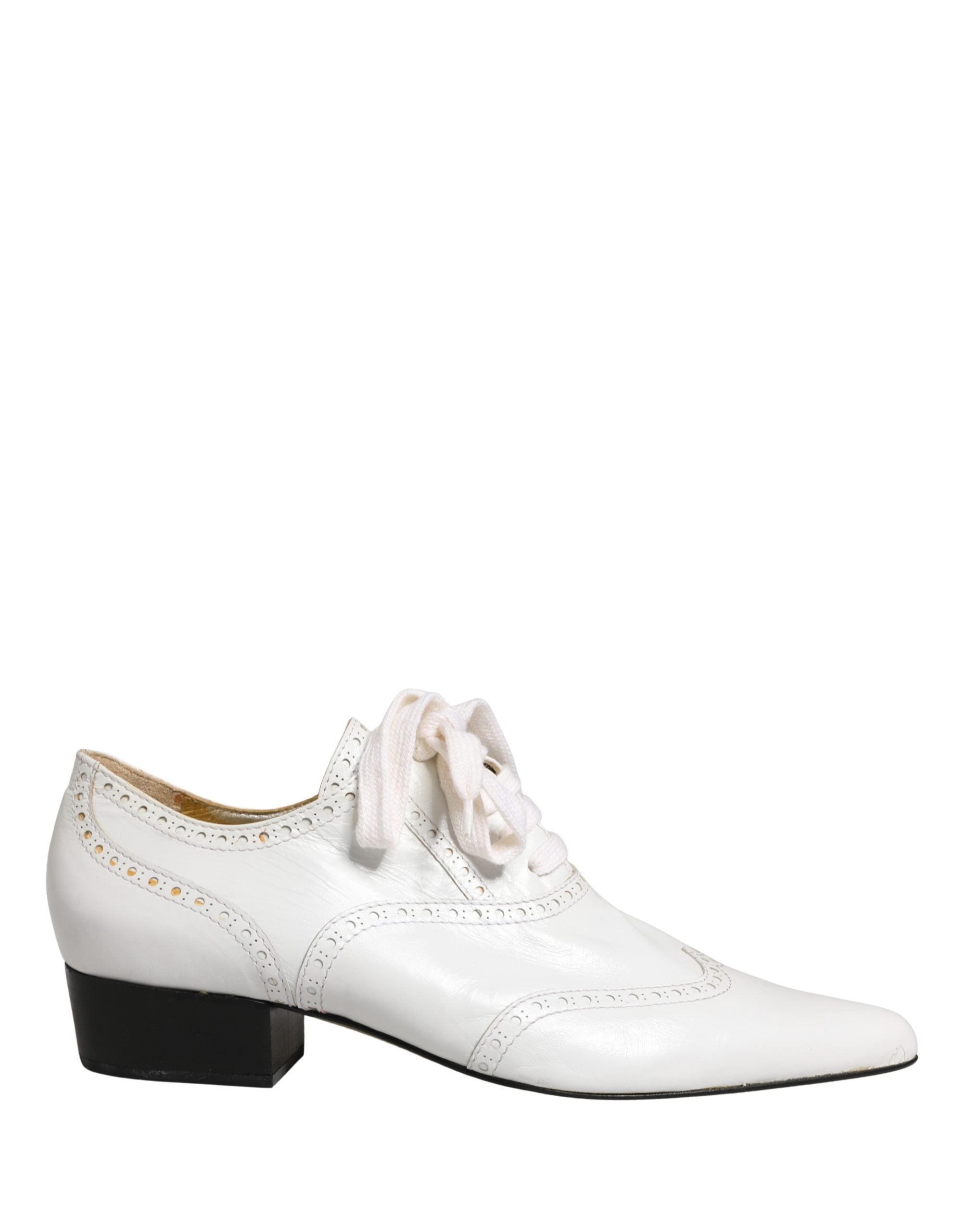 Dolce & Gabbana White Leather Brogue Oxford Lace Up Shoes Dolce & Gabbana