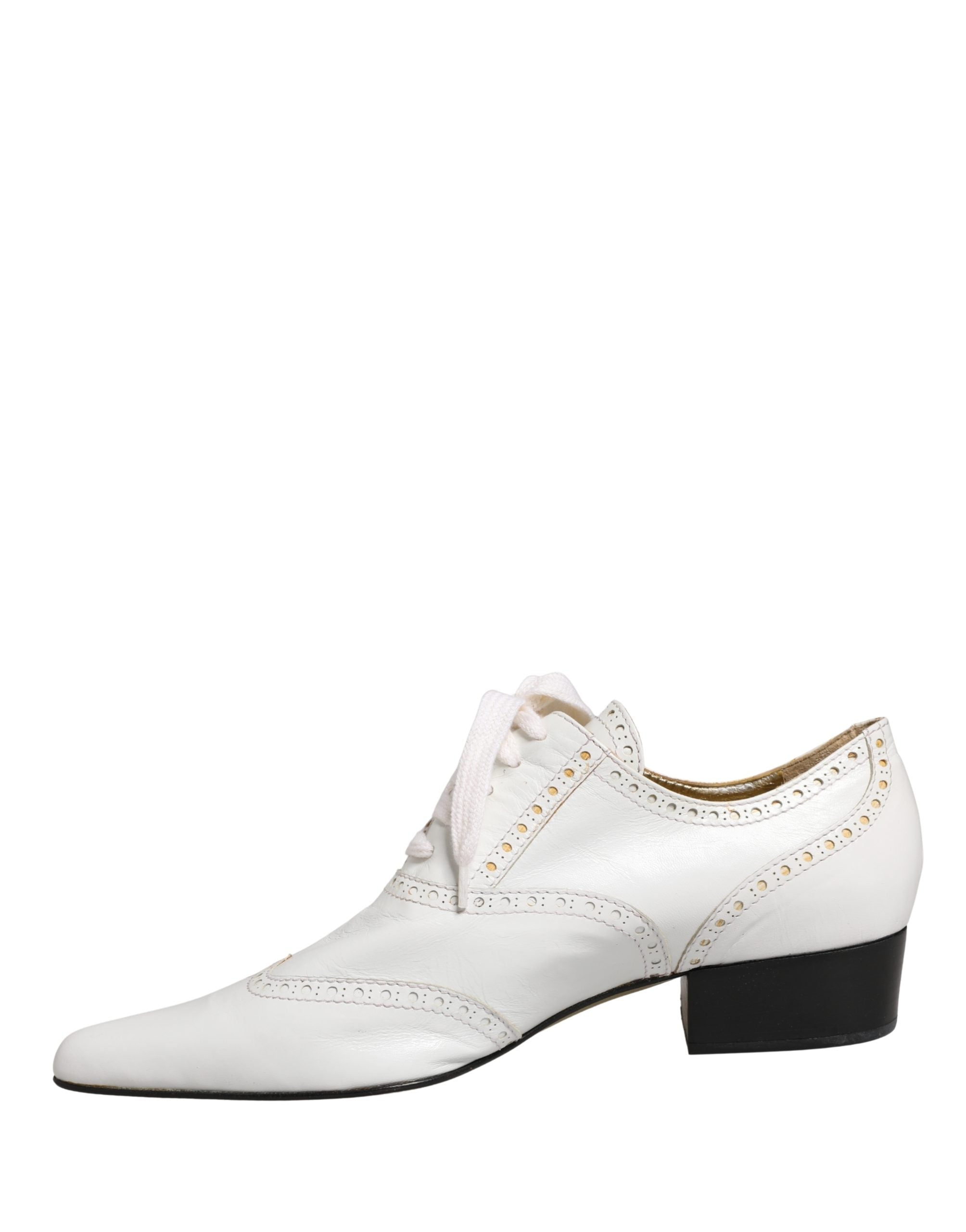 Dolce & Gabbana White Leather Brogue Oxford Lace Up Shoes Dolce & Gabbana