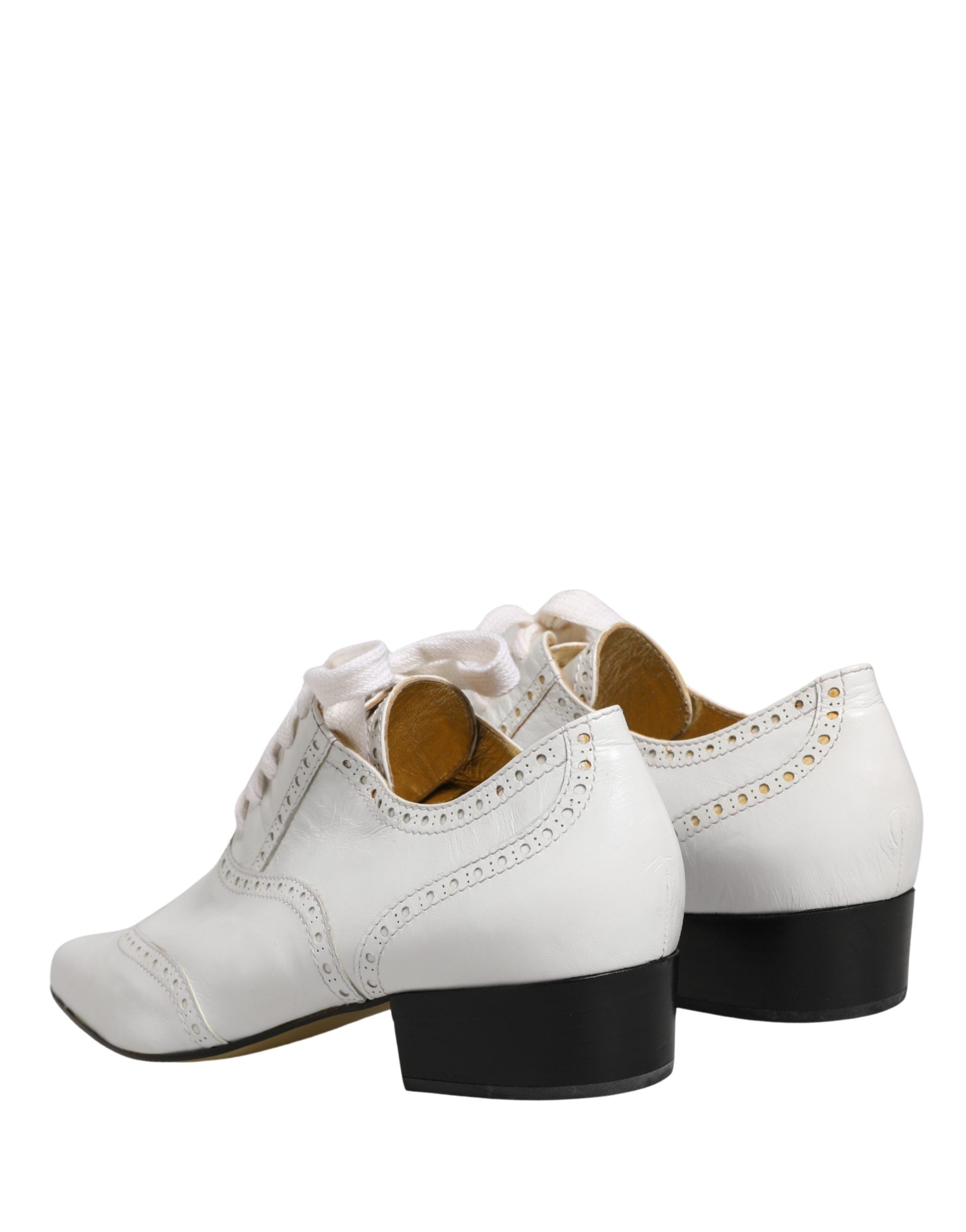 Dolce & Gabbana White Leather Brogue Oxford Lace Up Shoes Dolce & Gabbana