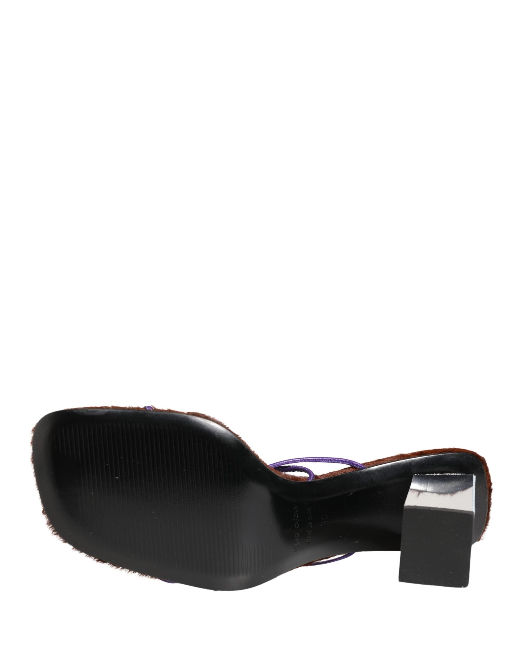 Dolce & Gabbana Silver Block Heels Slip On Sandals Shoes Dolce & Gabbana