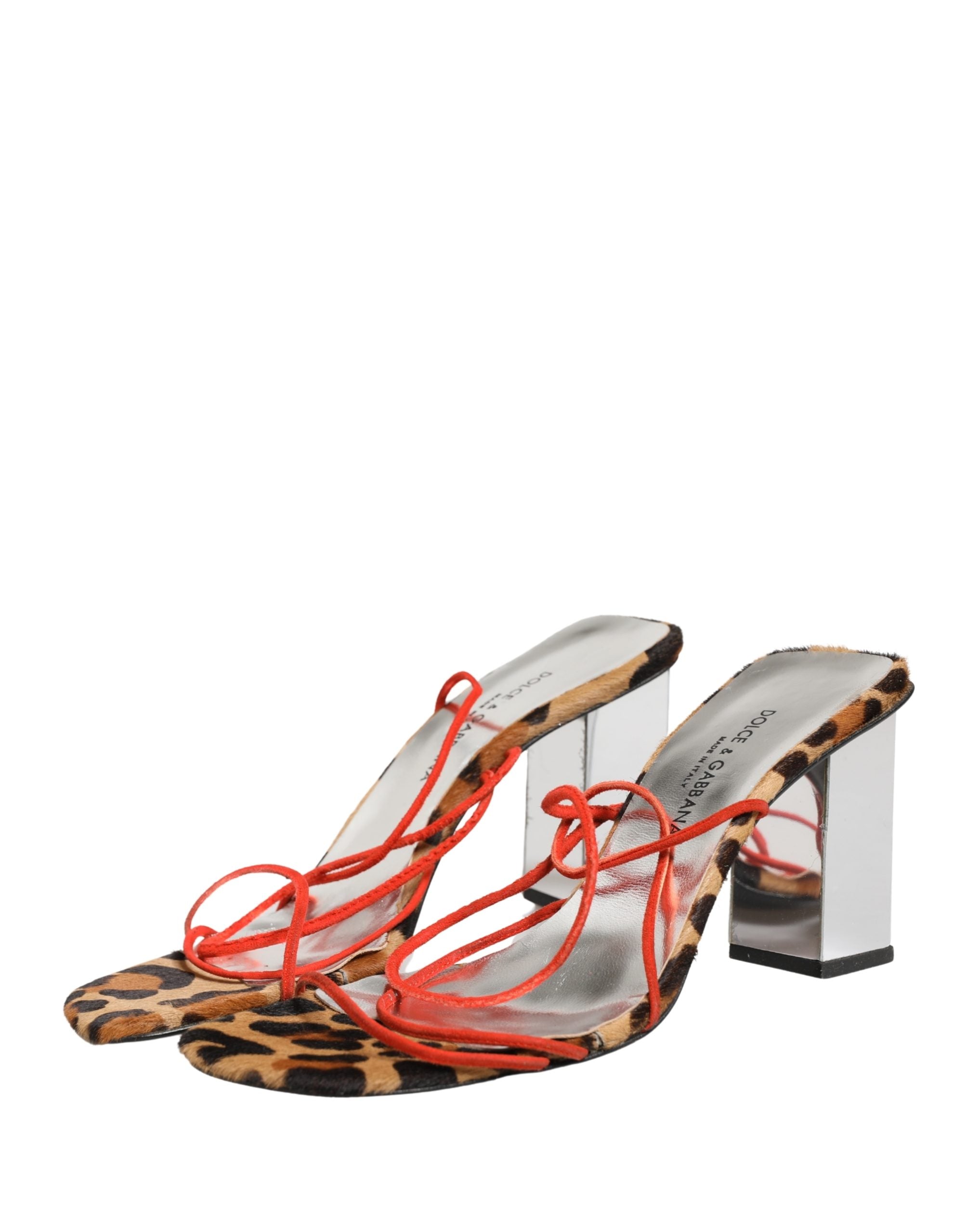 Dolce & Gabbana Multicolor Leather Block Heels Sandals Shoes Dolce & Gabbana