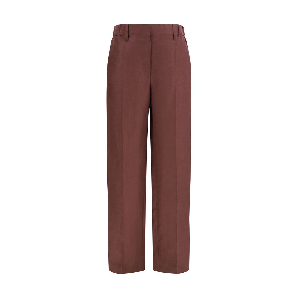 Brunello Cucinelli Brown Linen Casual Pants Brunello Cucinelli
