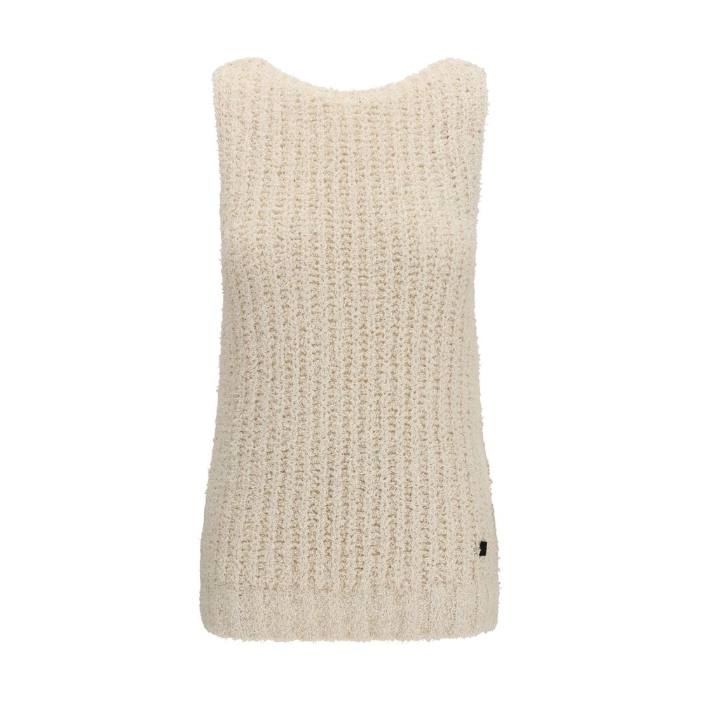 Balmain Beige Cotton Sleeveles Sweater Balmain