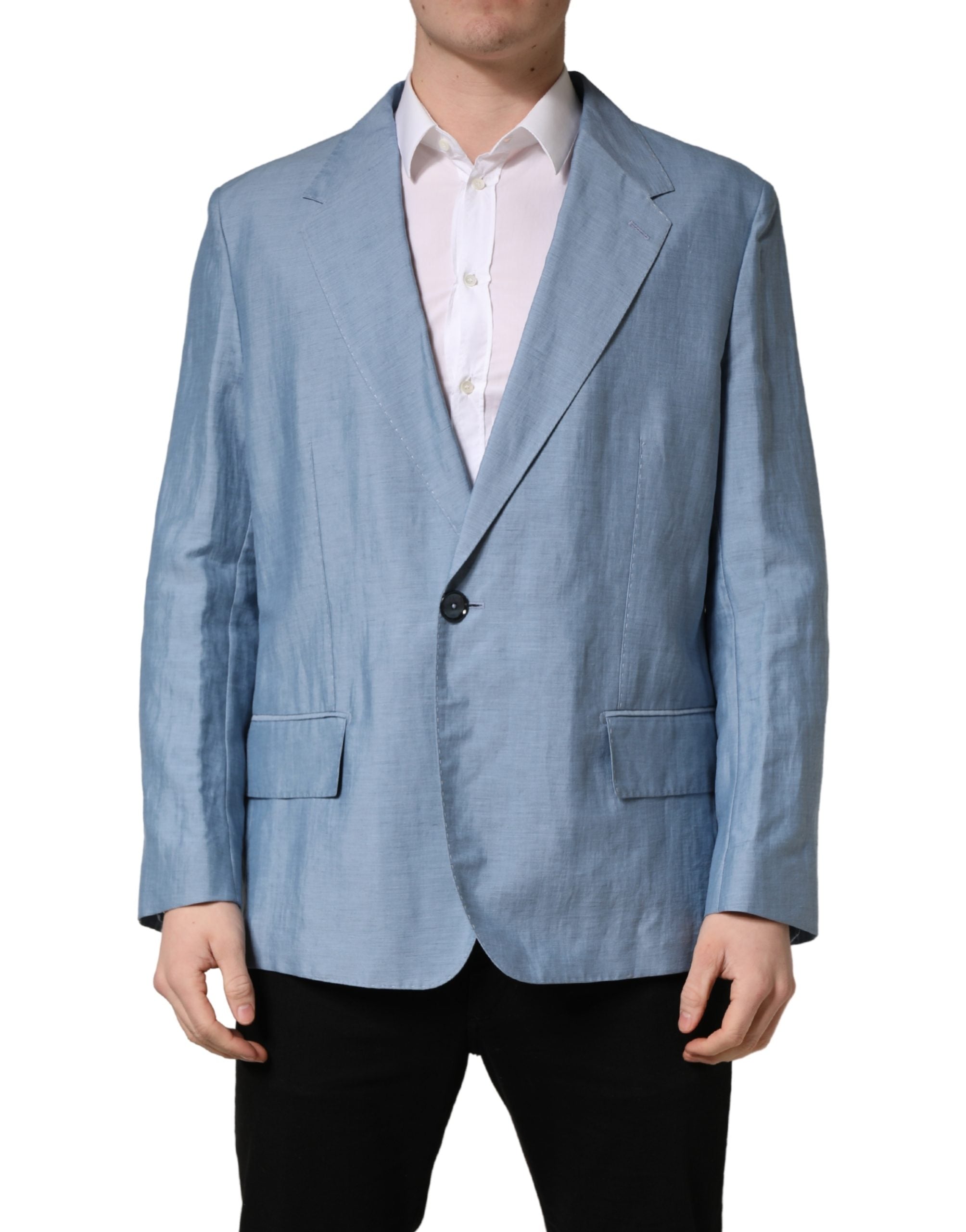Dolce & Gabbana Light Blue Single Breasted Men Jacket Blazer Dolce & Gabbana