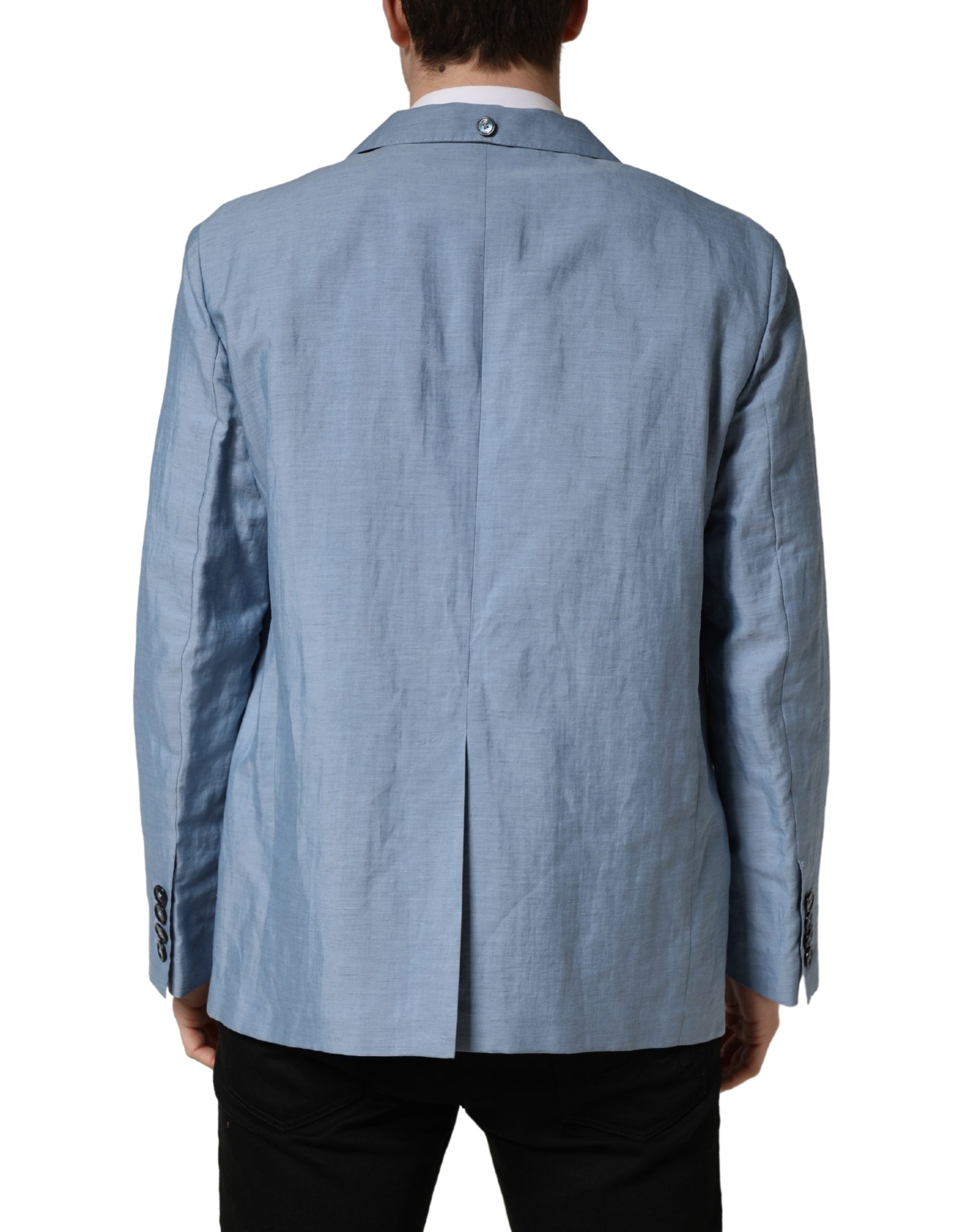 Dolce & Gabbana Light Blue Single Breasted Men Jacket Blazer Dolce & Gabbana
