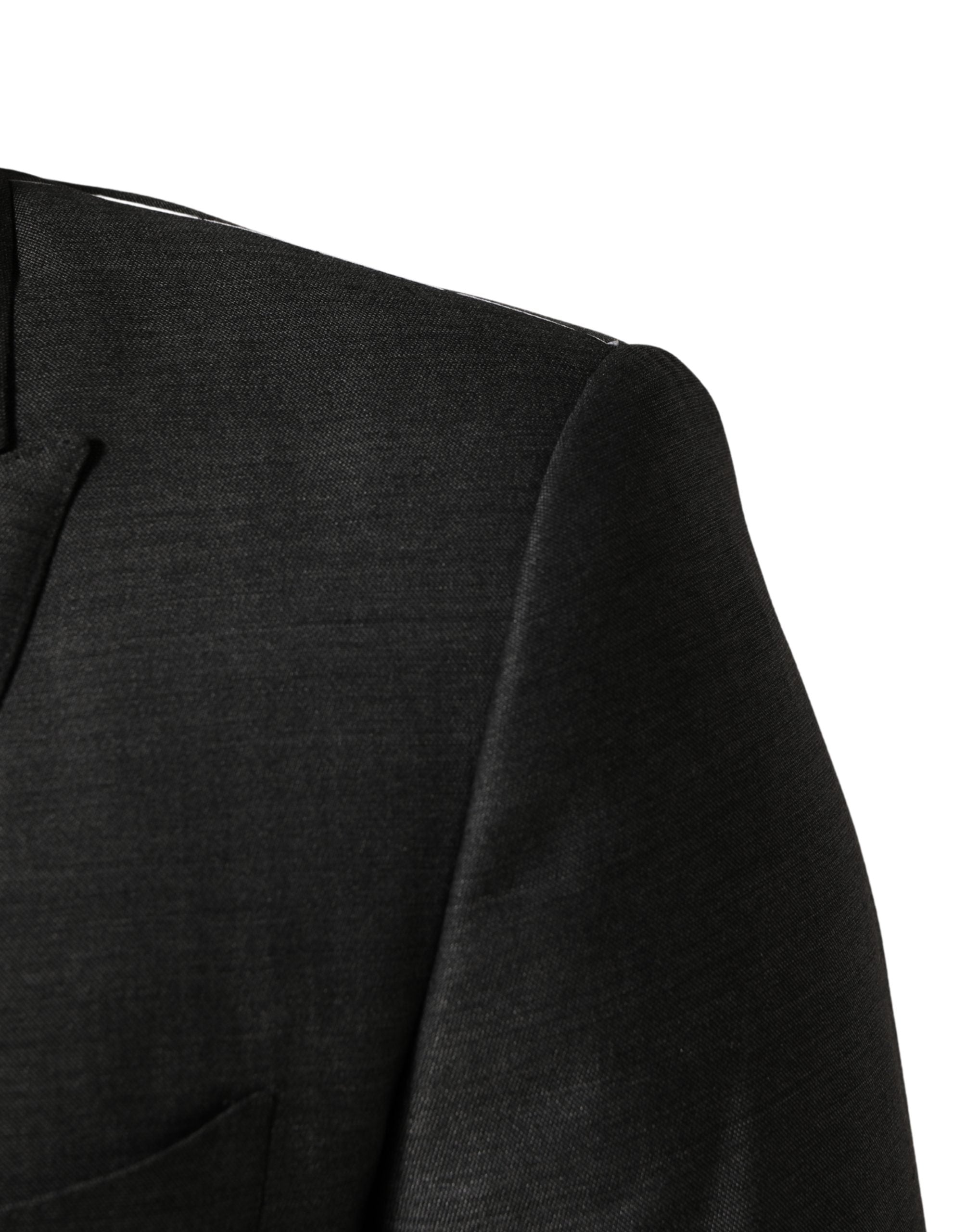 Dolce & Gabbana Dark Gray Wool Slim Fit Coat Jacket Blazer Dolce & Gabbana