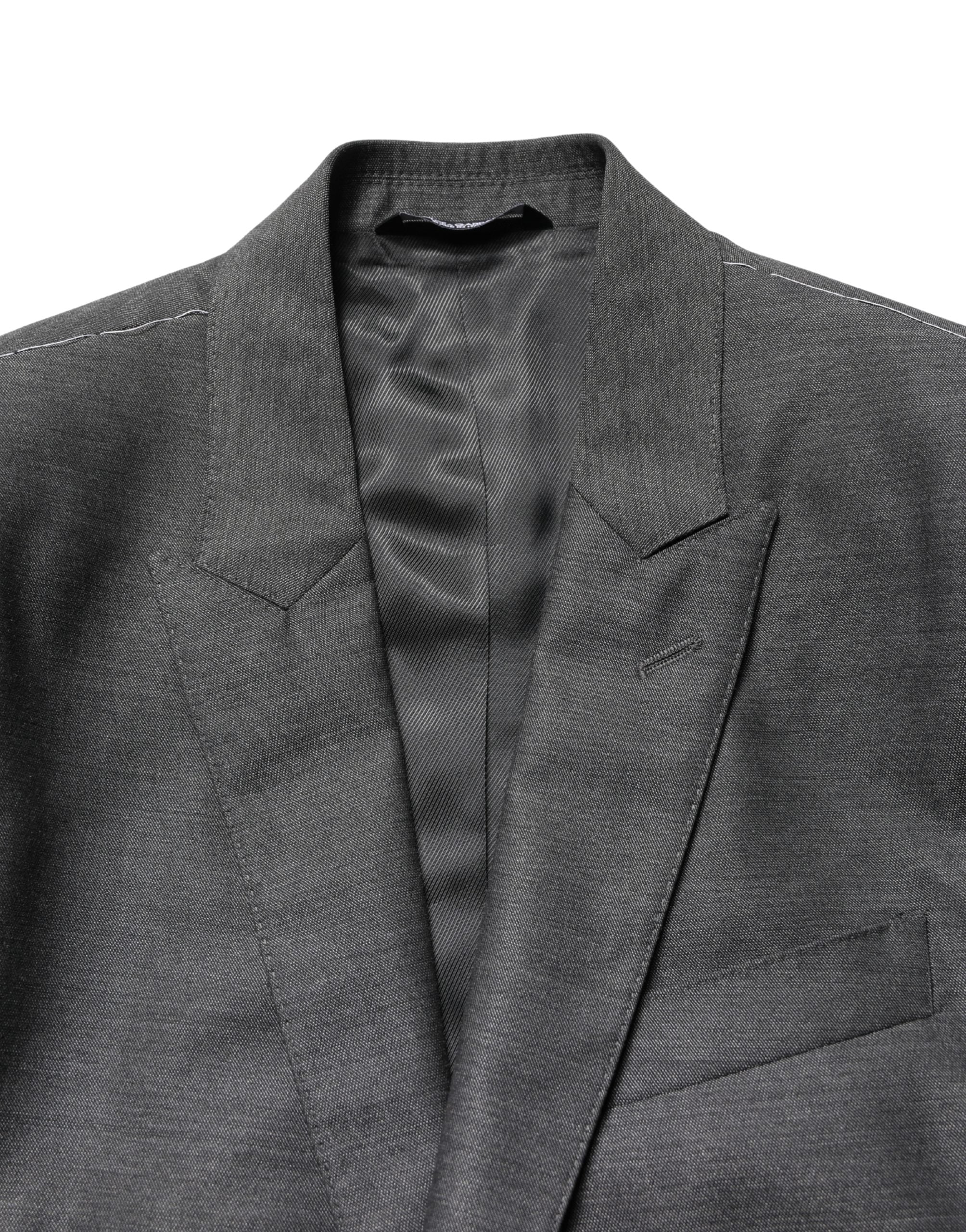 Dolce & Gabbana Dark Gray Wool Slim Fit Coat Jacket Blazer Dolce & Gabbana