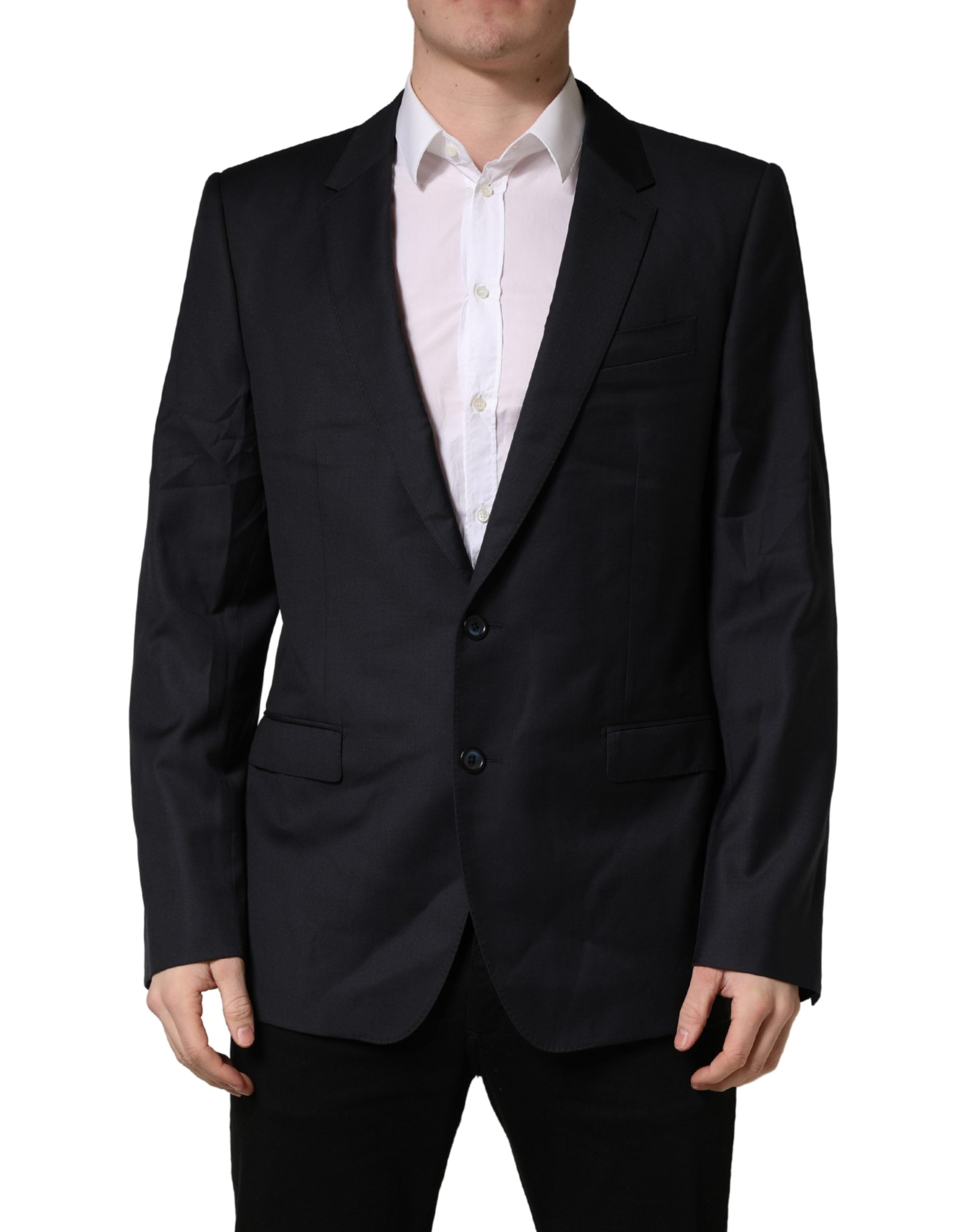 Dolce & Gabbana Black Wool Slim Fit Coat Men Jacket Blazer Dolce & Gabbana