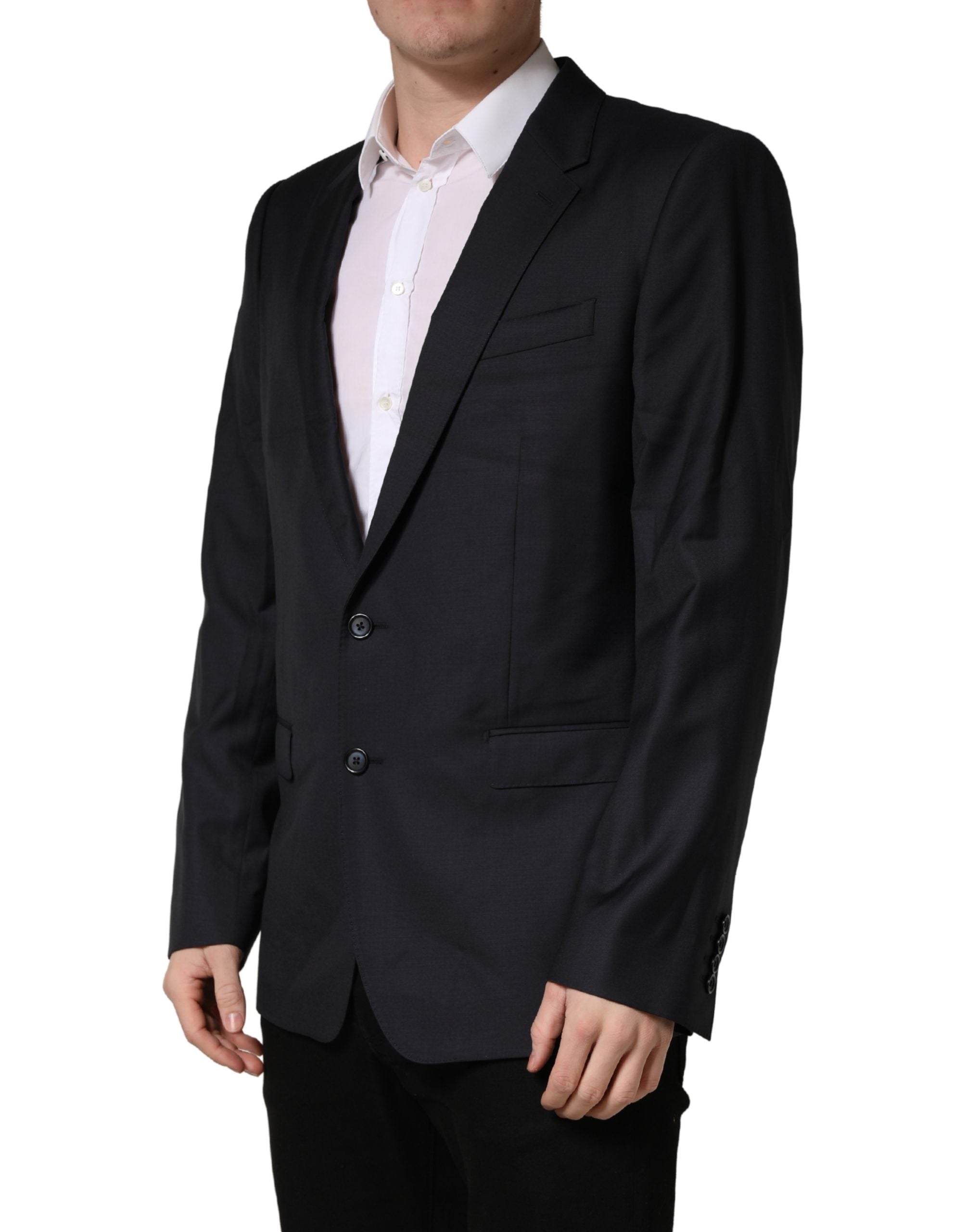 Dolce & Gabbana Black Wool Slim Fit Coat Men Jacket Blazer Dolce & Gabbana