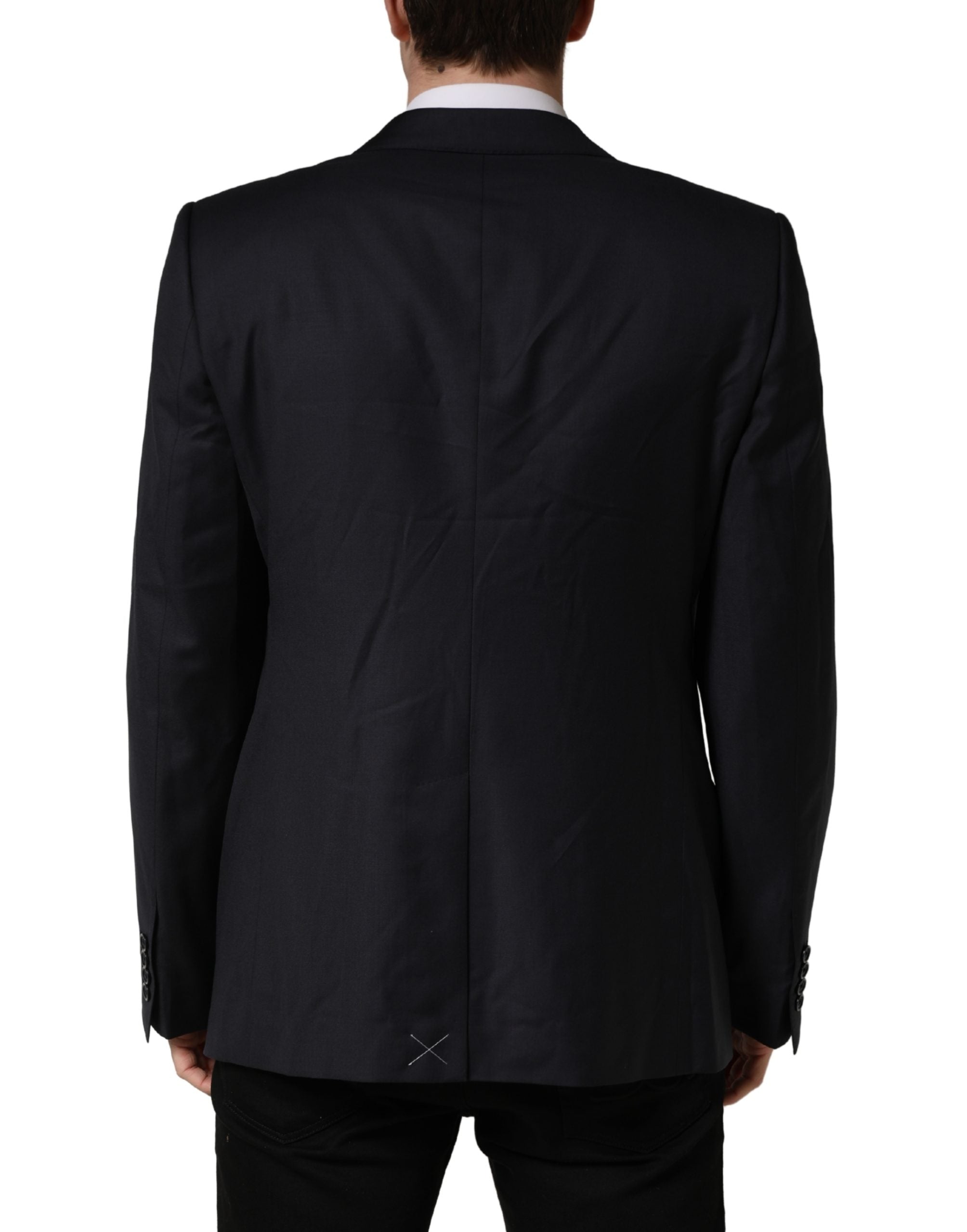 Dolce & Gabbana Black Wool Slim Fit Coat Men Jacket Blazer Dolce & Gabbana
