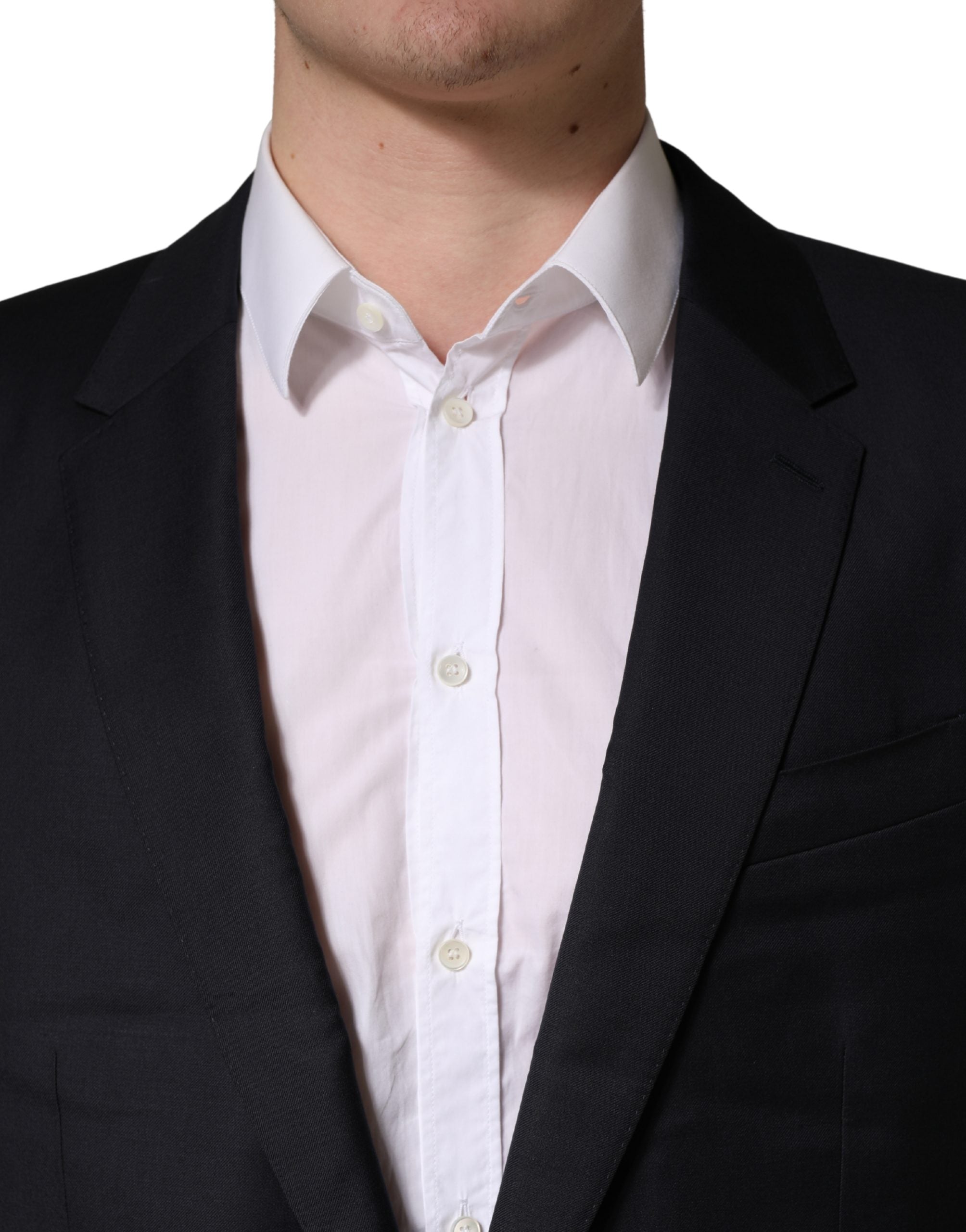 Dolce & Gabbana Black Wool Slim Fit Coat Men Jacket Blazer Dolce & Gabbana