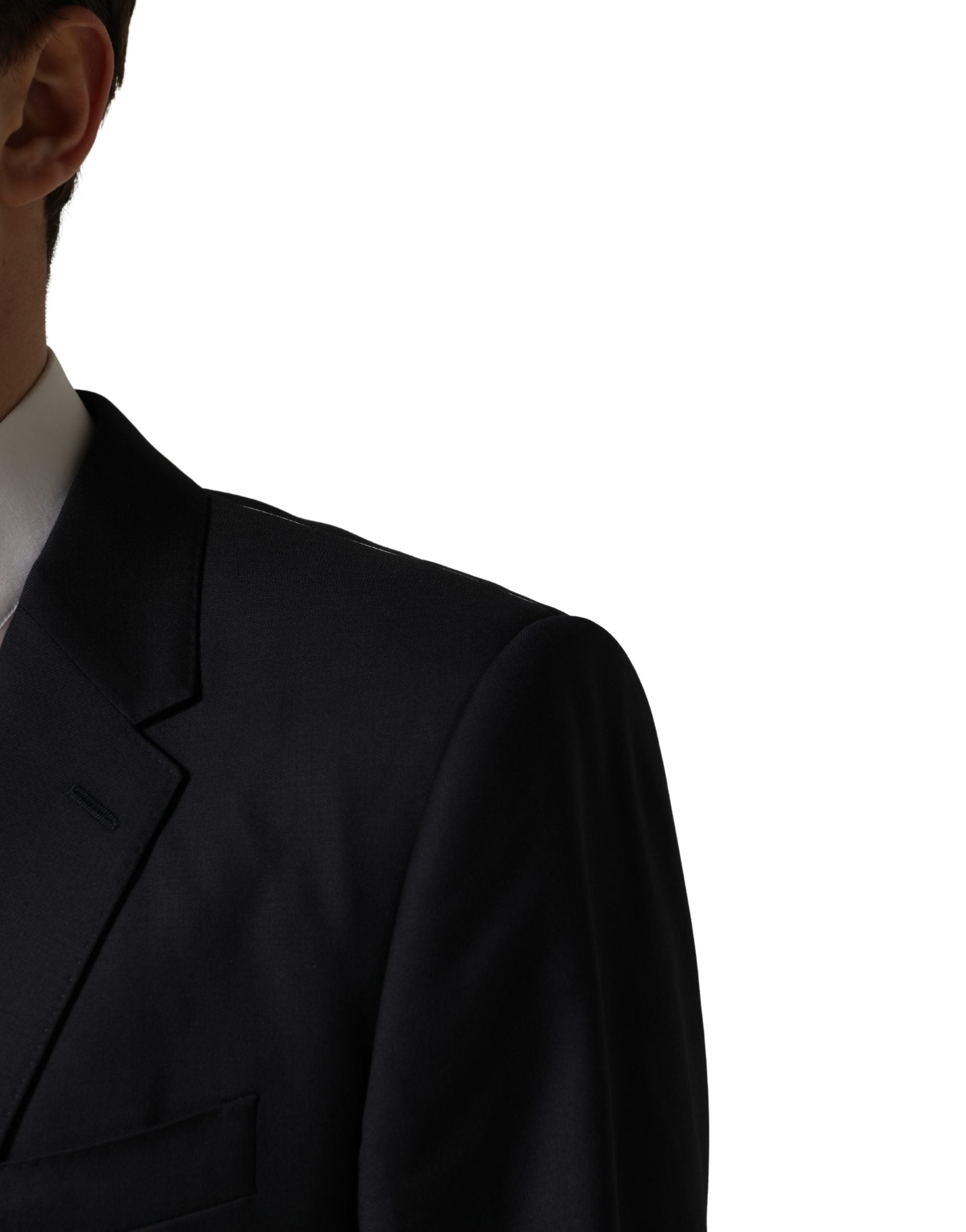 Dolce & Gabbana Black Wool Slim Fit Coat Men Jacket Blazer Dolce & Gabbana