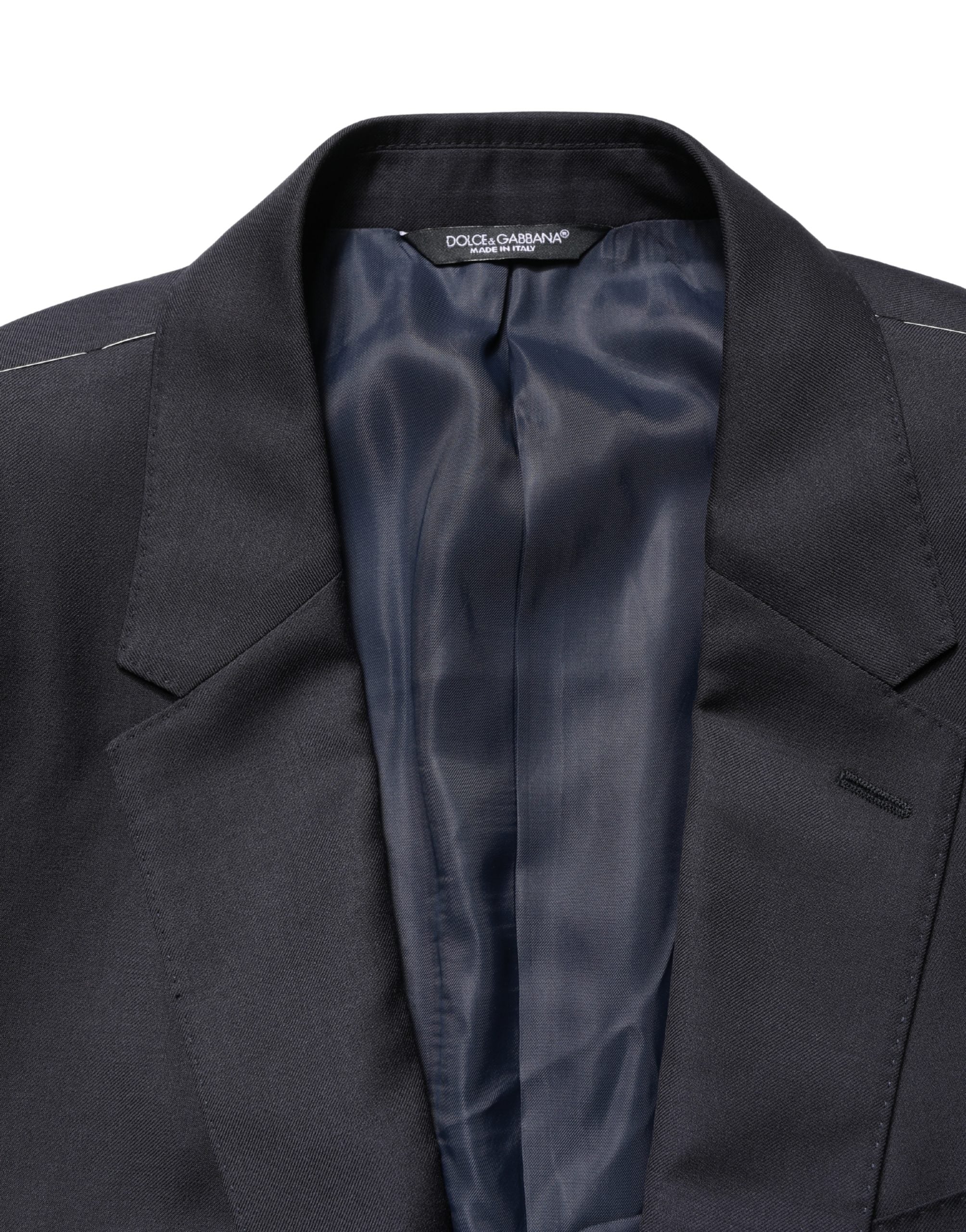 Dolce & Gabbana Black Wool Slim Fit Coat Men Jacket Blazer Dolce & Gabbana