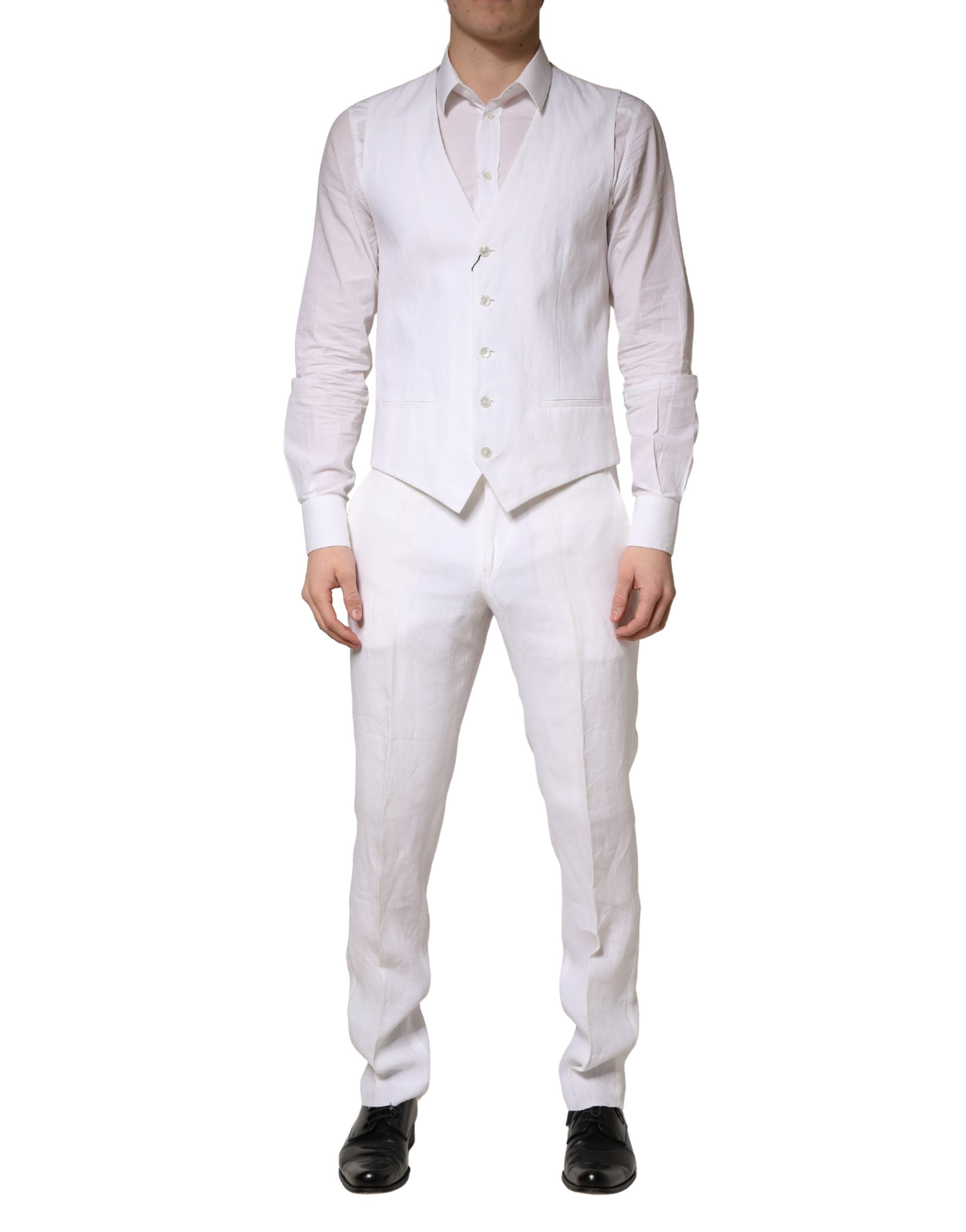 Dolce & Gabbana White SARTORIA Linen 2 Piece Men Formal Suit Dolce & Gabbana