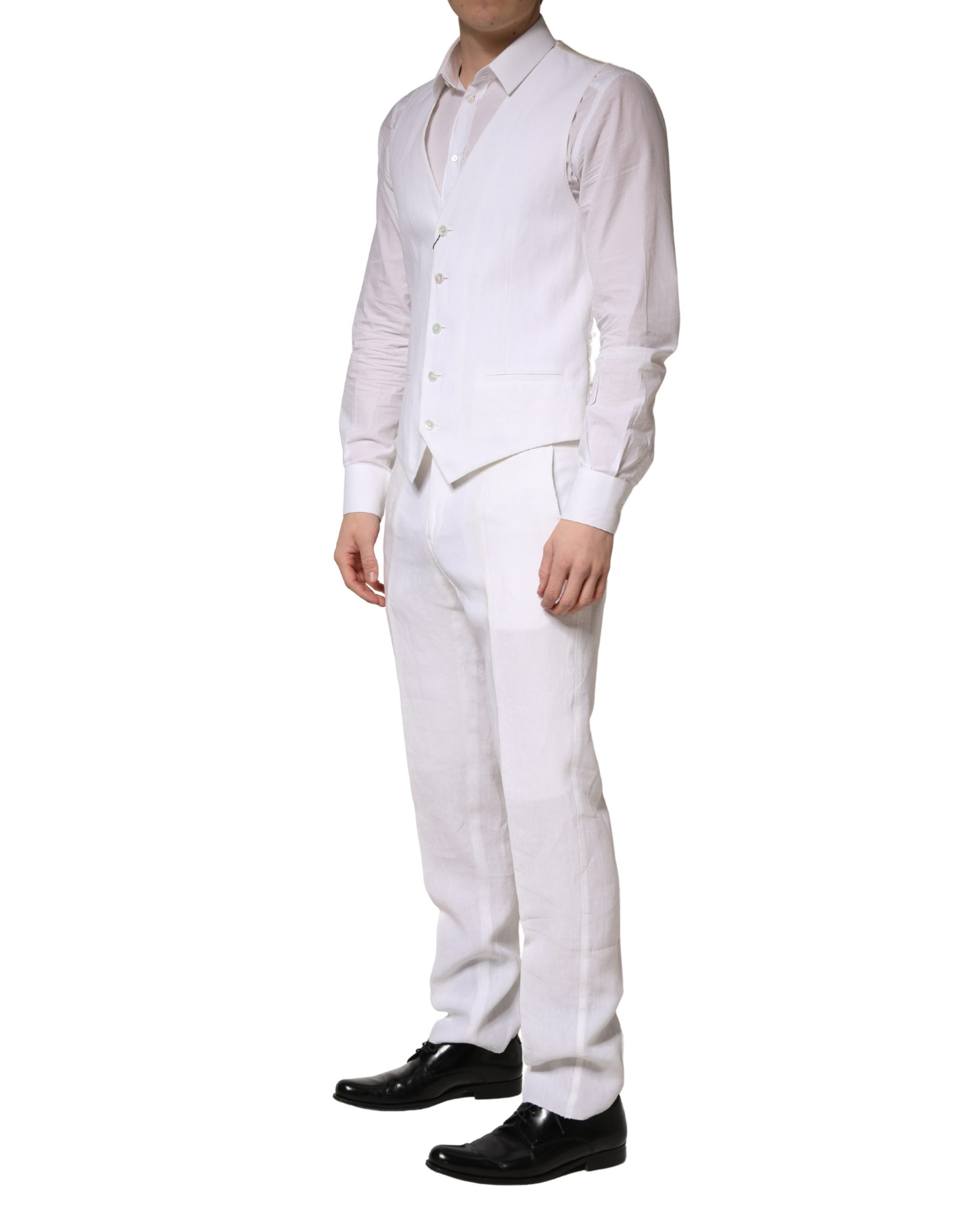 Dolce & Gabbana White SARTORIA Linen 2 Piece Men Formal Suit Dolce & Gabbana