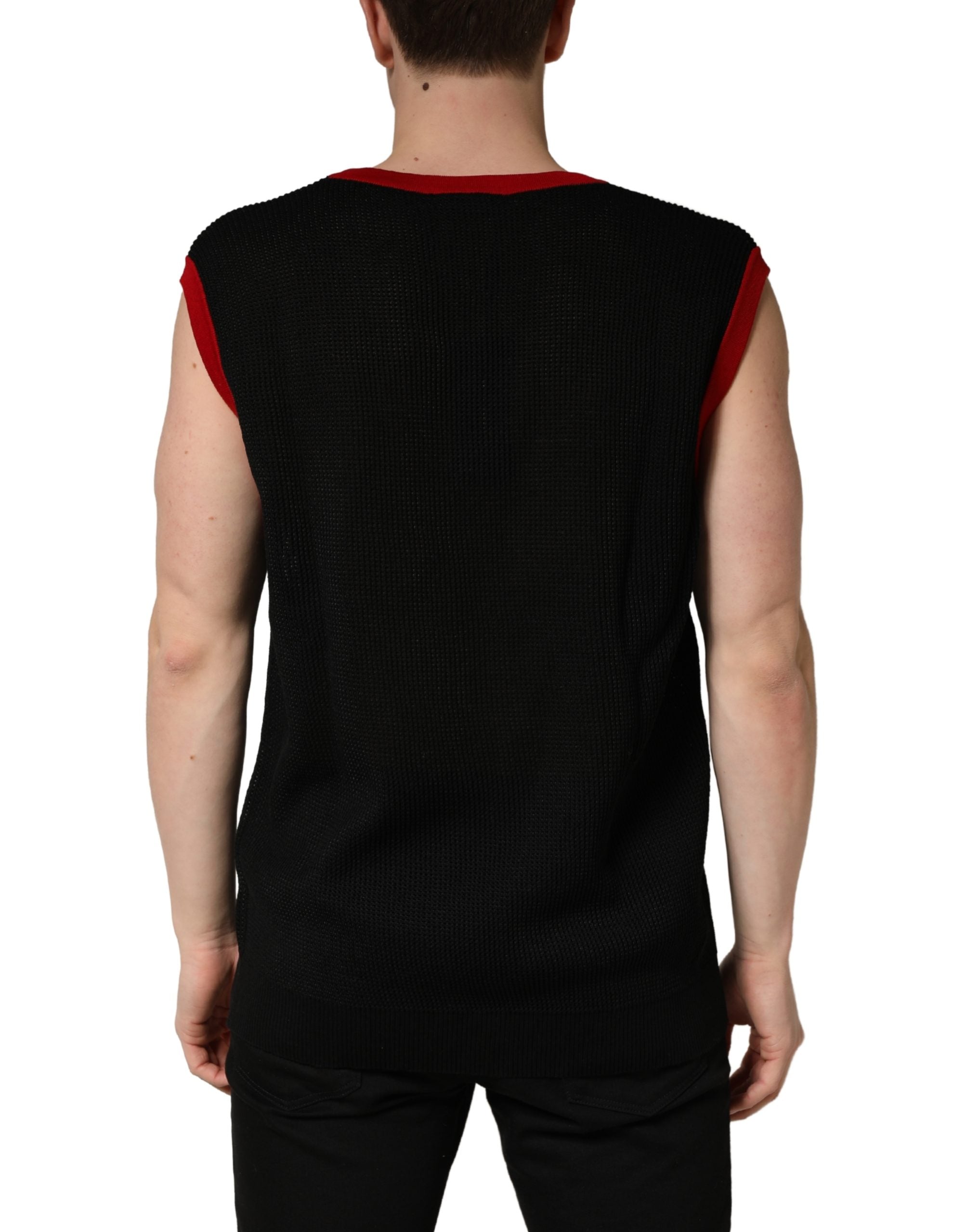 Dolce & Gabbana Black Crew Neck Sleeveless Men Knit Vest T-shirt Dolce & Gabbana