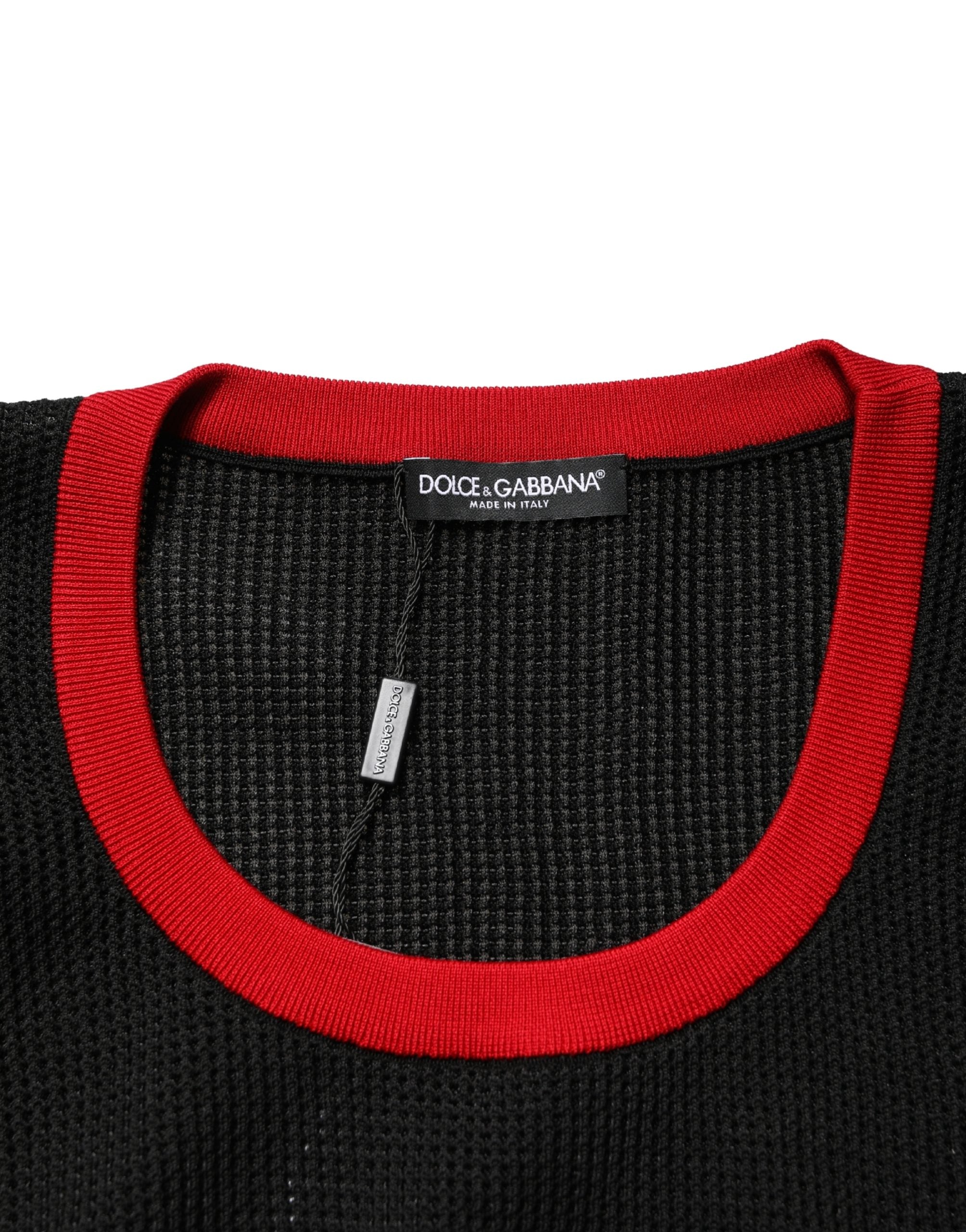 Dolce & Gabbana Black Crew Neck Sleeveless Men Knit Vest T-shirt Dolce & Gabbana