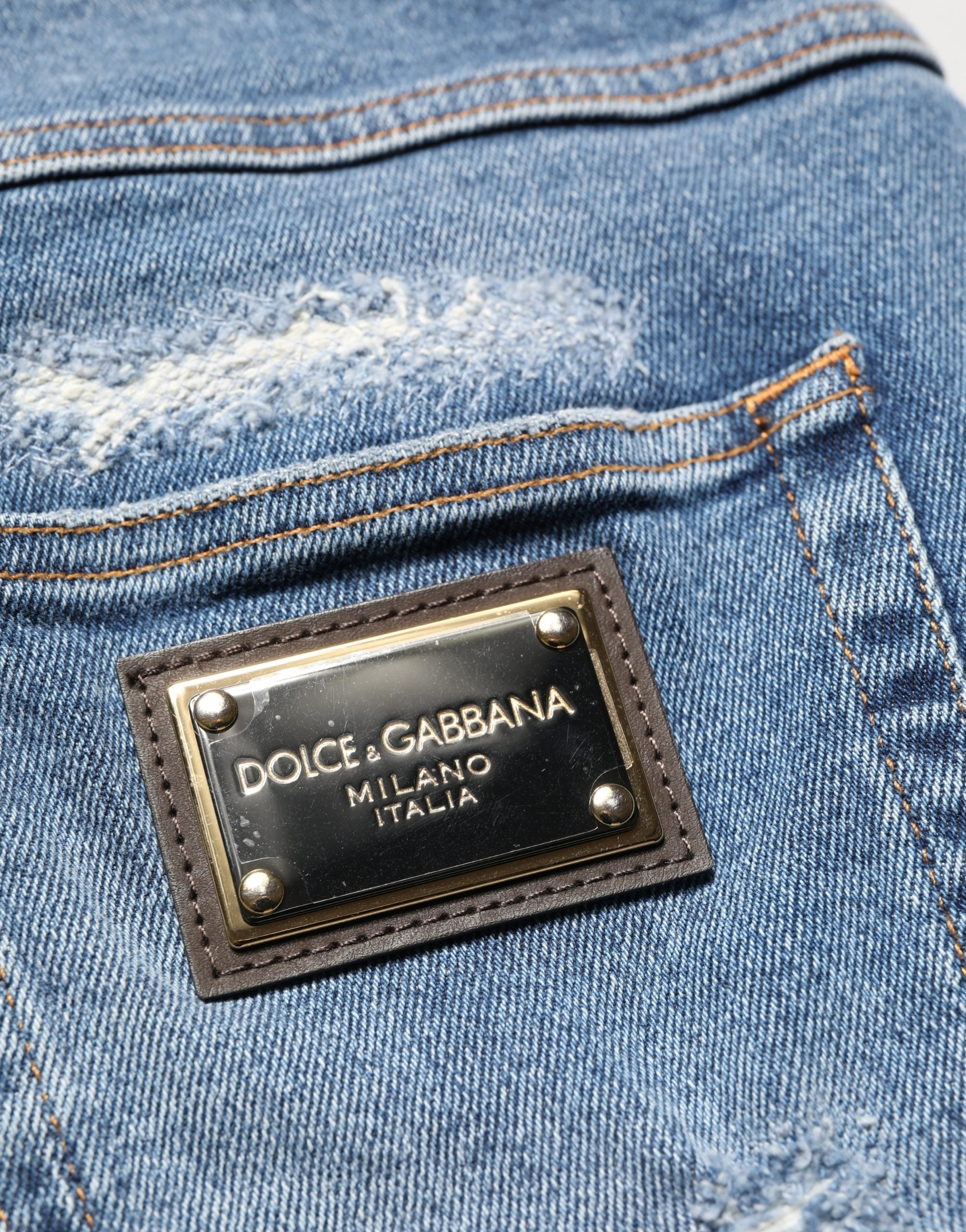 Dolce & Gabbana Blue Cotton Distressed Denim Bermuda Shorts Dolce & Gabbana