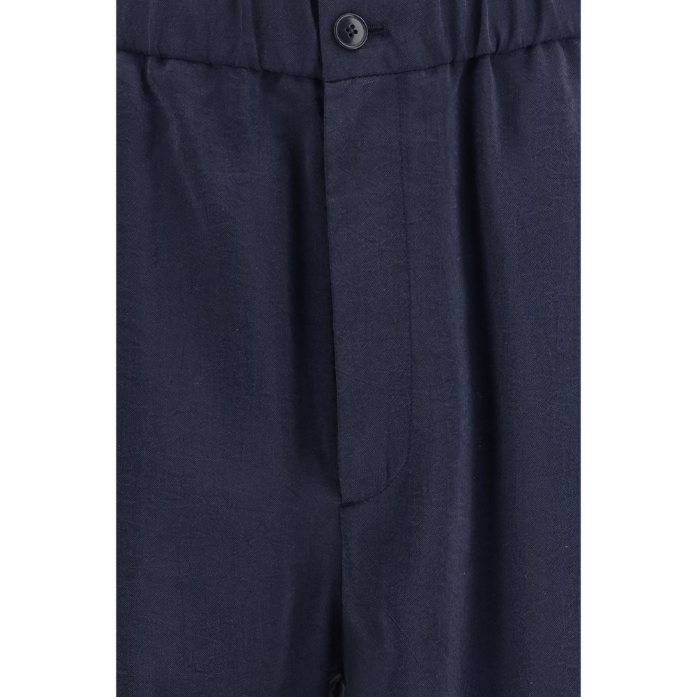 Giorgio Armani Blue Silk Casual Pants Giorgio Armani