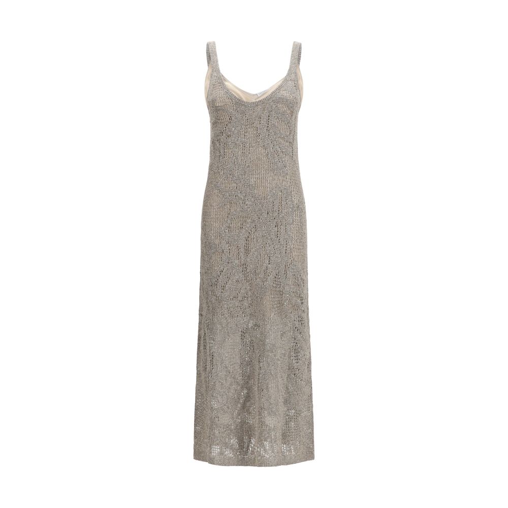 Brunello Cucinelli Gray Linen Casual Dress Brunello Cucinelli
