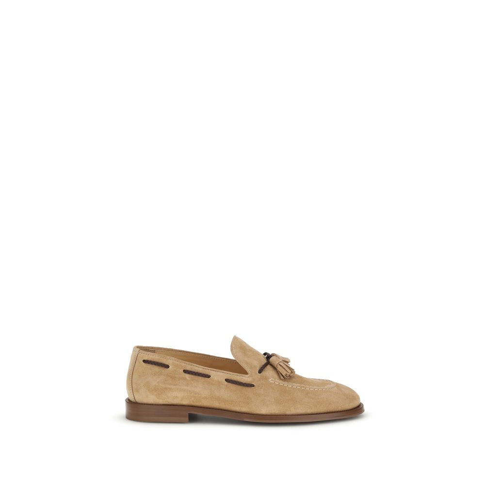 Brunello Cucinelli Brown Calf Leather Bos Taurus Slip-On Loafers Brunello Cucinelli