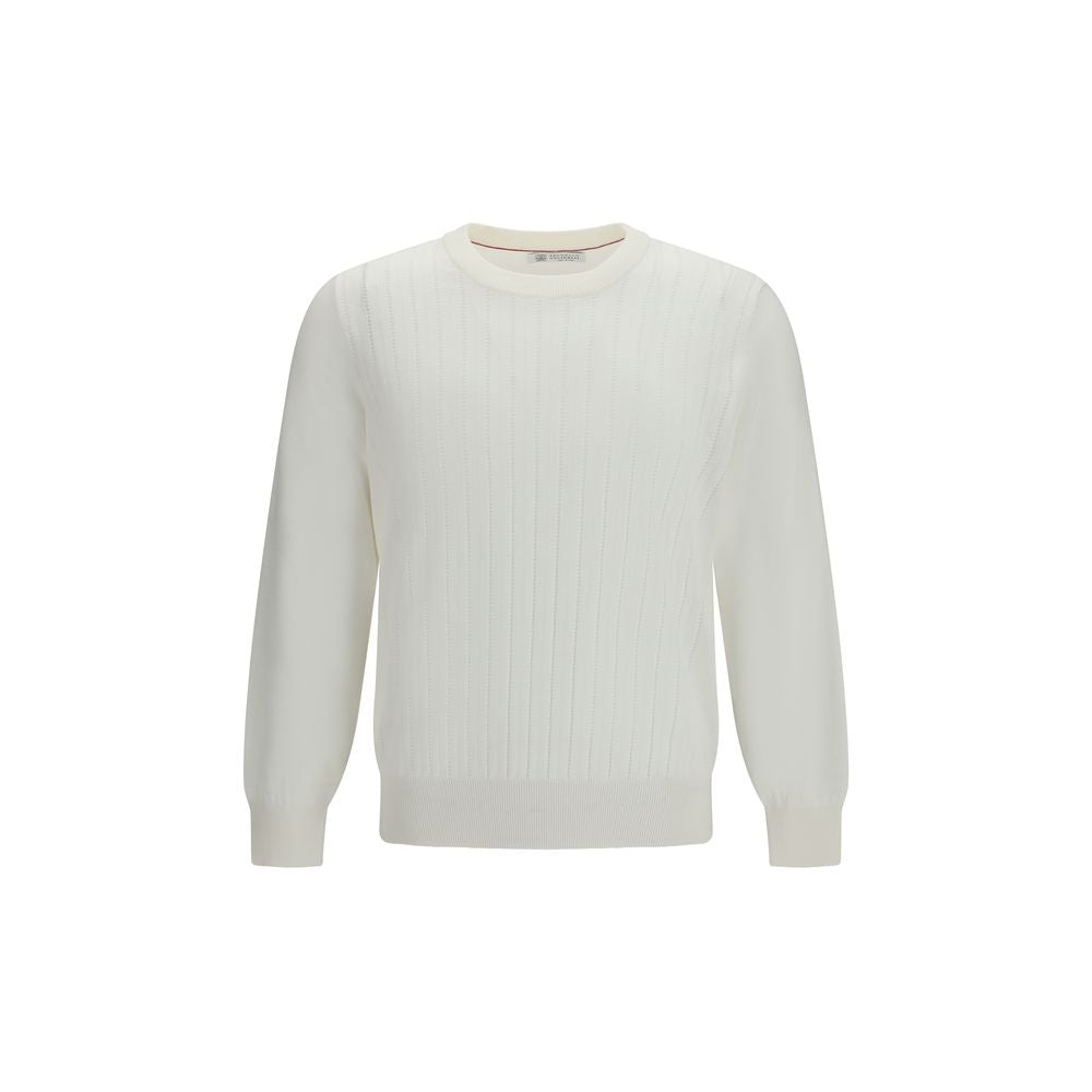 Brunello Cucinelli White Cotton Sweatshirt Brunello Cucinelli