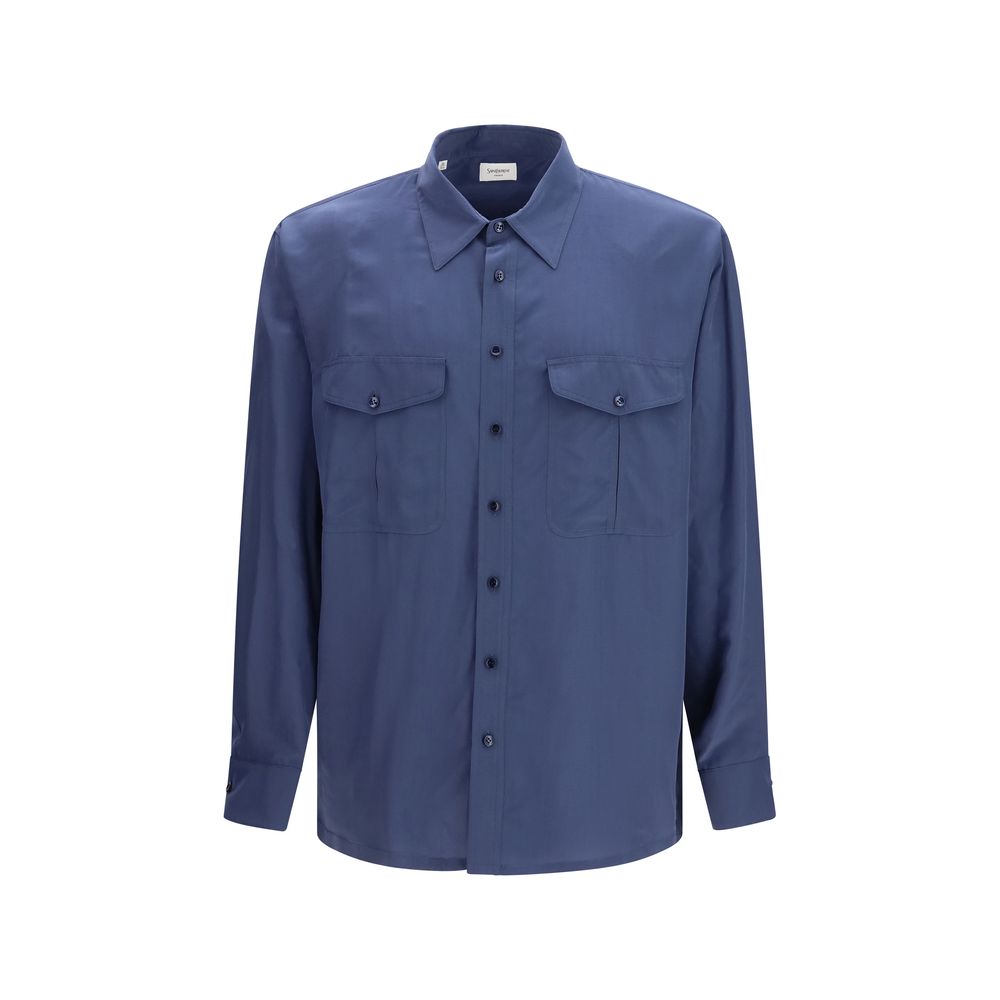 Saint Laurent Blue Viscose Dress Shirt Saint Laurent