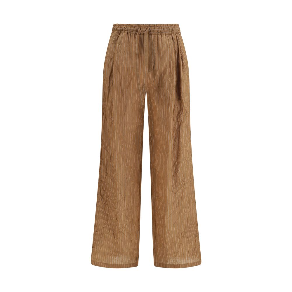 Dolce & Gabbana Brown Linen Casual Pants Dolce & Gabbana